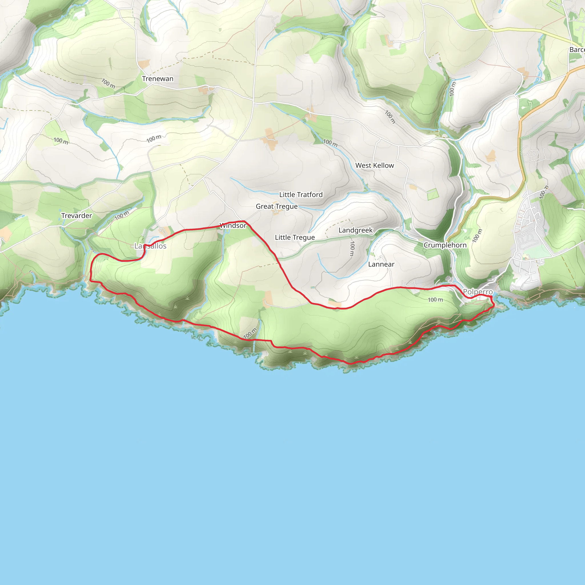 Polperro and Lansallos Loop mobile static map