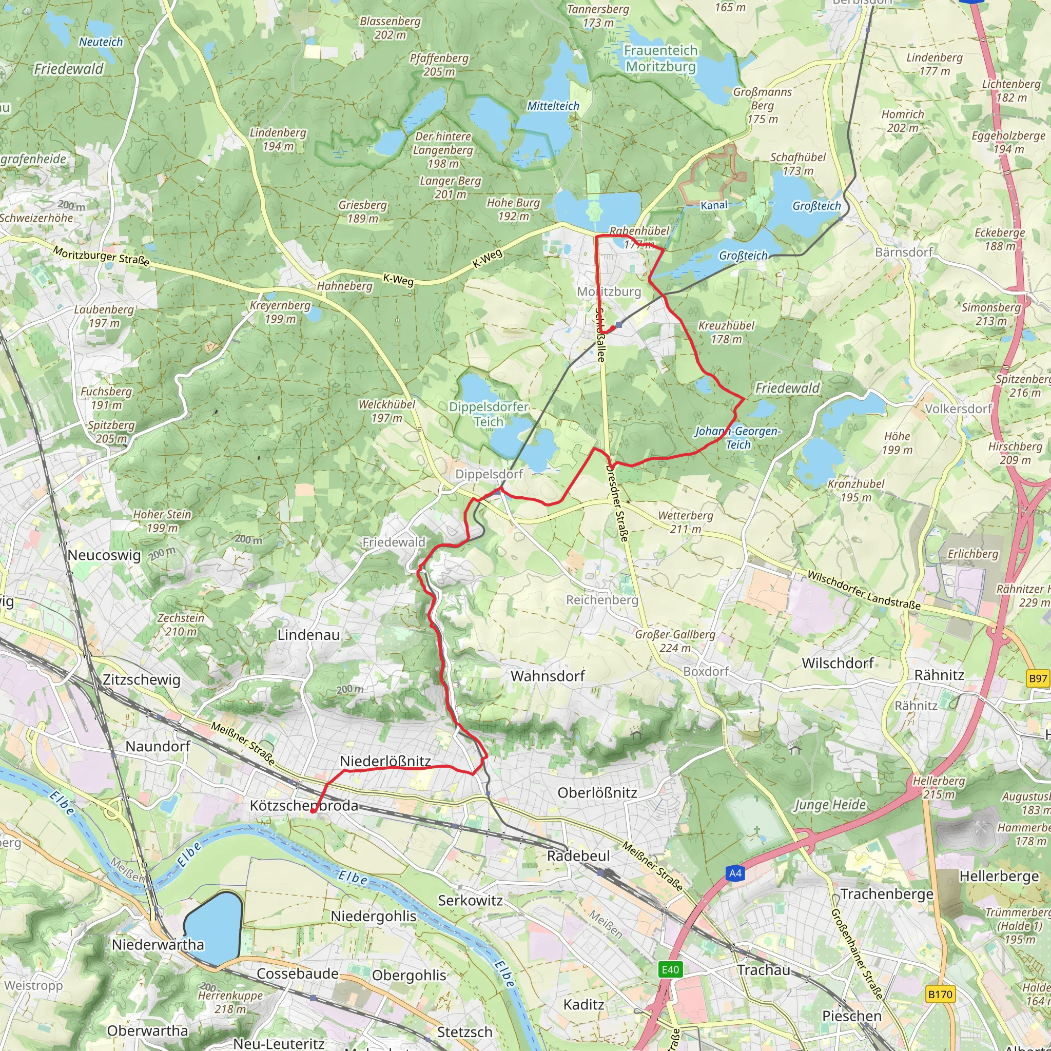 Moritzburg to Kotzschenbroda Walk mobile static map