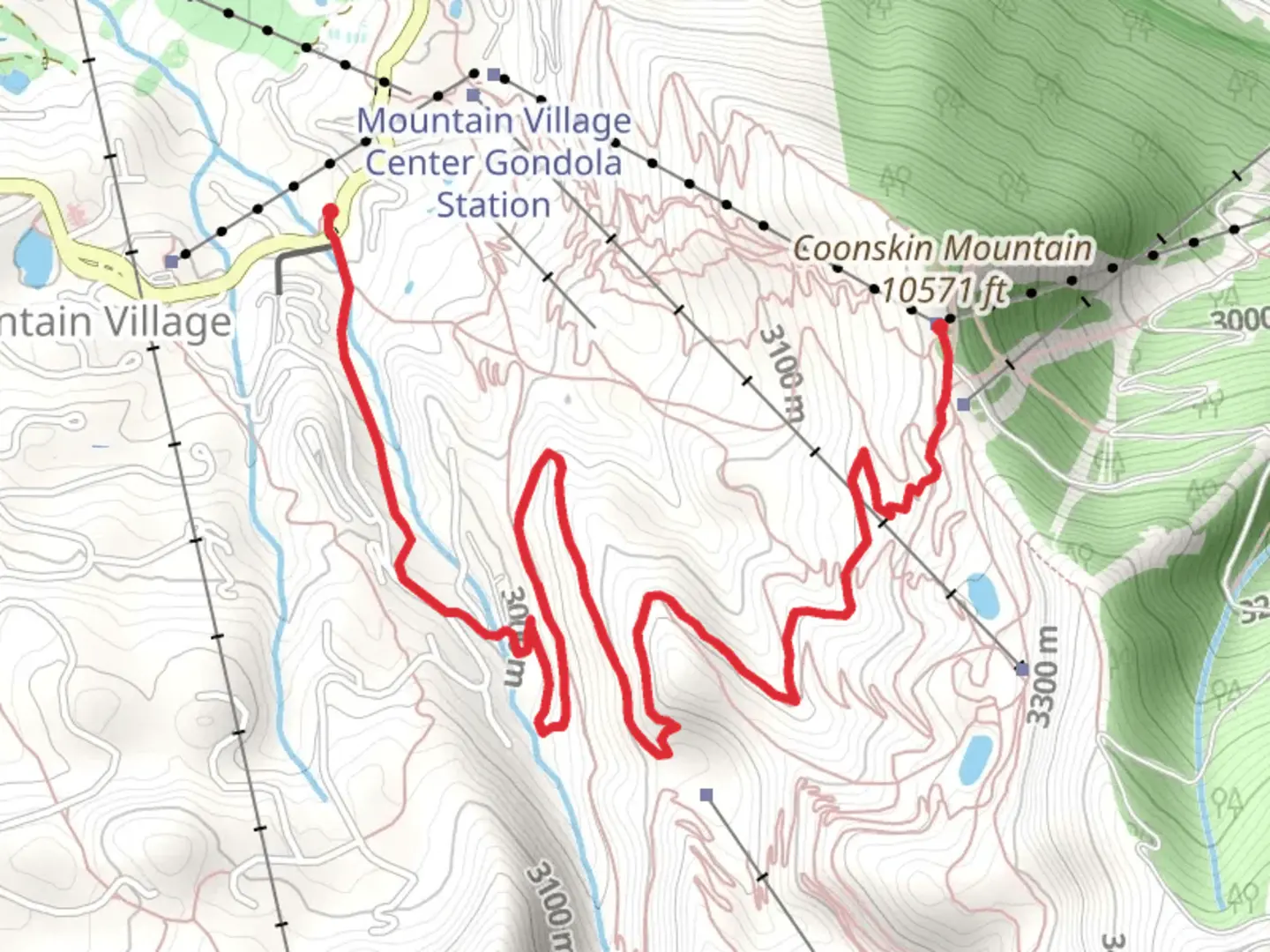 An image depicting the trail Prospect Creek via Village and its surrounding area.