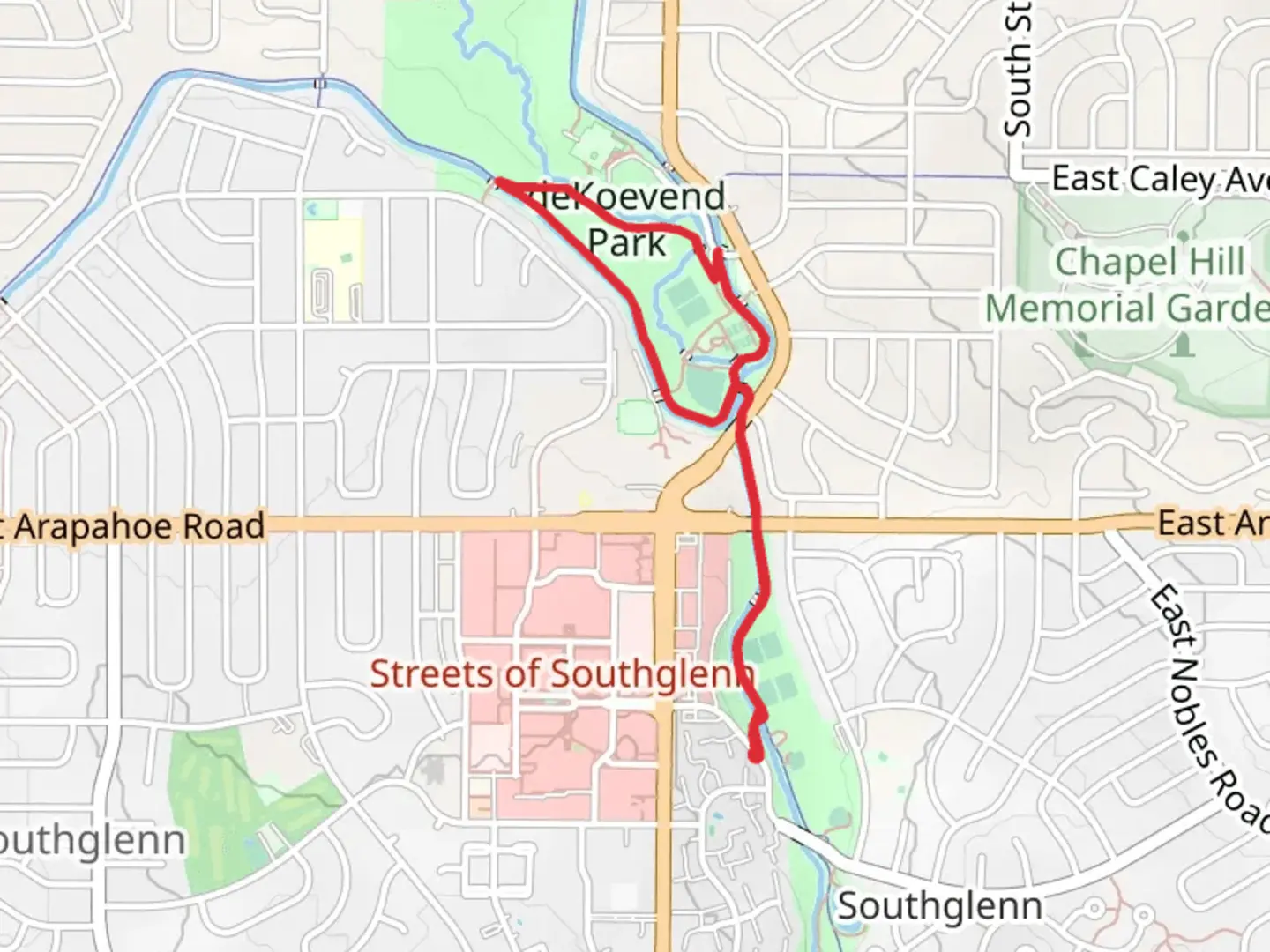 An image depicting the trail DeKoevend Park and Big Dry Creek Loop Trail and its surrounding area.