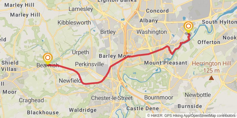Consett and Sunderland Railway Path stage 2 Map