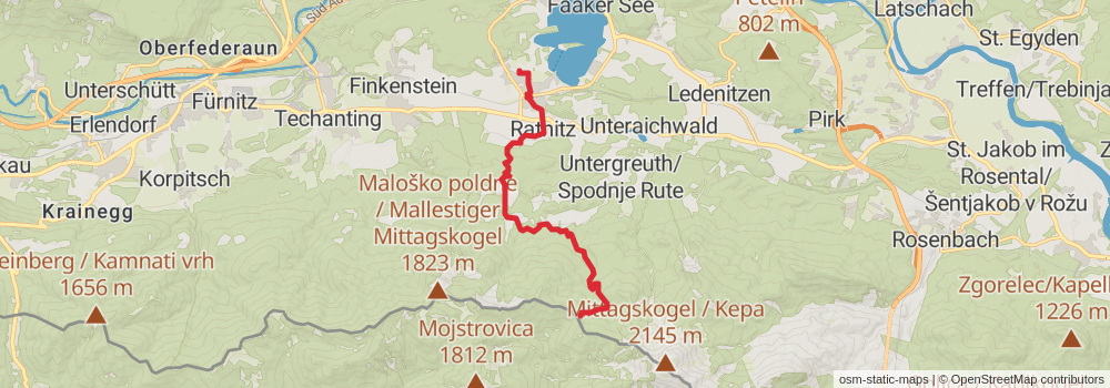 Alpe Adria Walk stage 24 Map