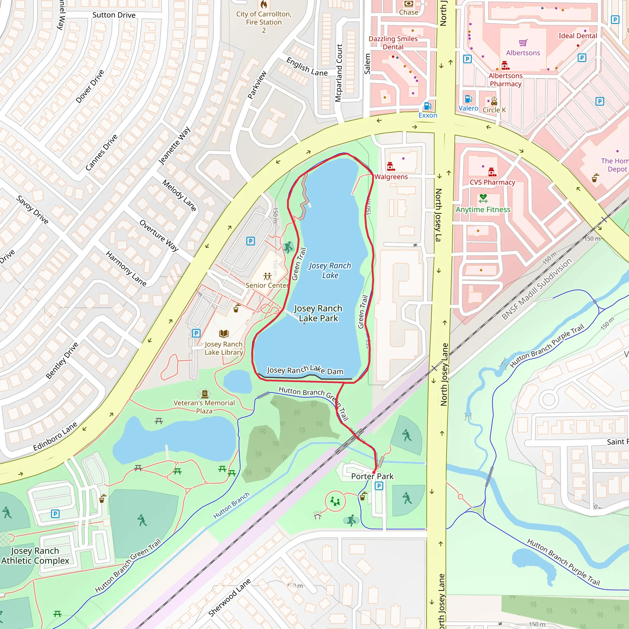 Josey Ranch Lake Loop mobile static map