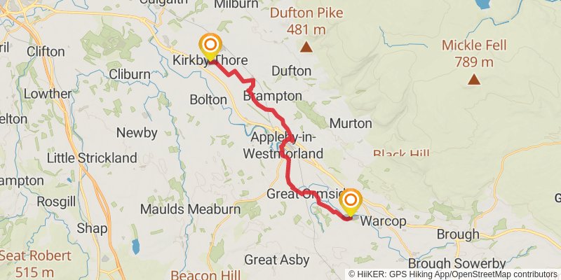 Settle to Carlisle via Pennine Journey stage 5 Map