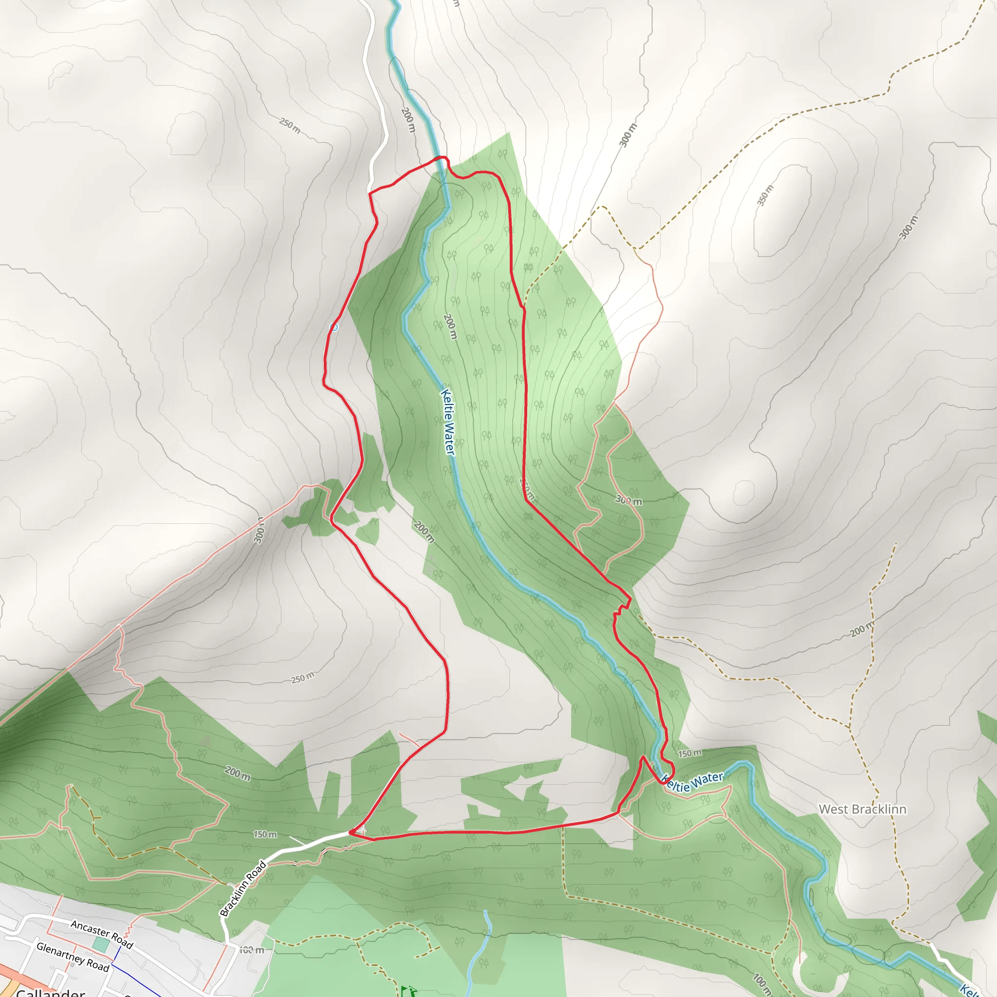 Bracklinn Falls Circuit Trail mobile static map