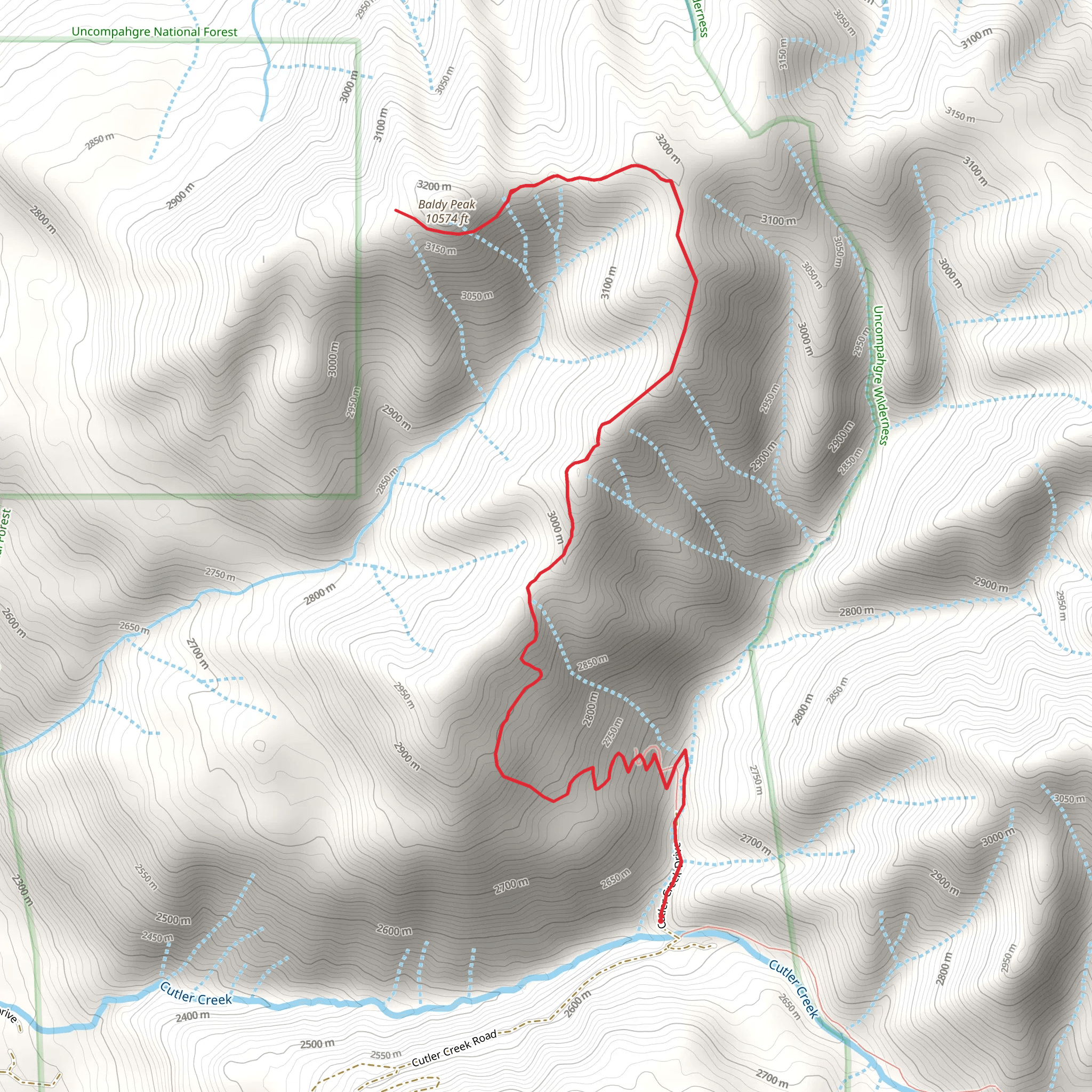 Baldy Peak Trail mobile static map