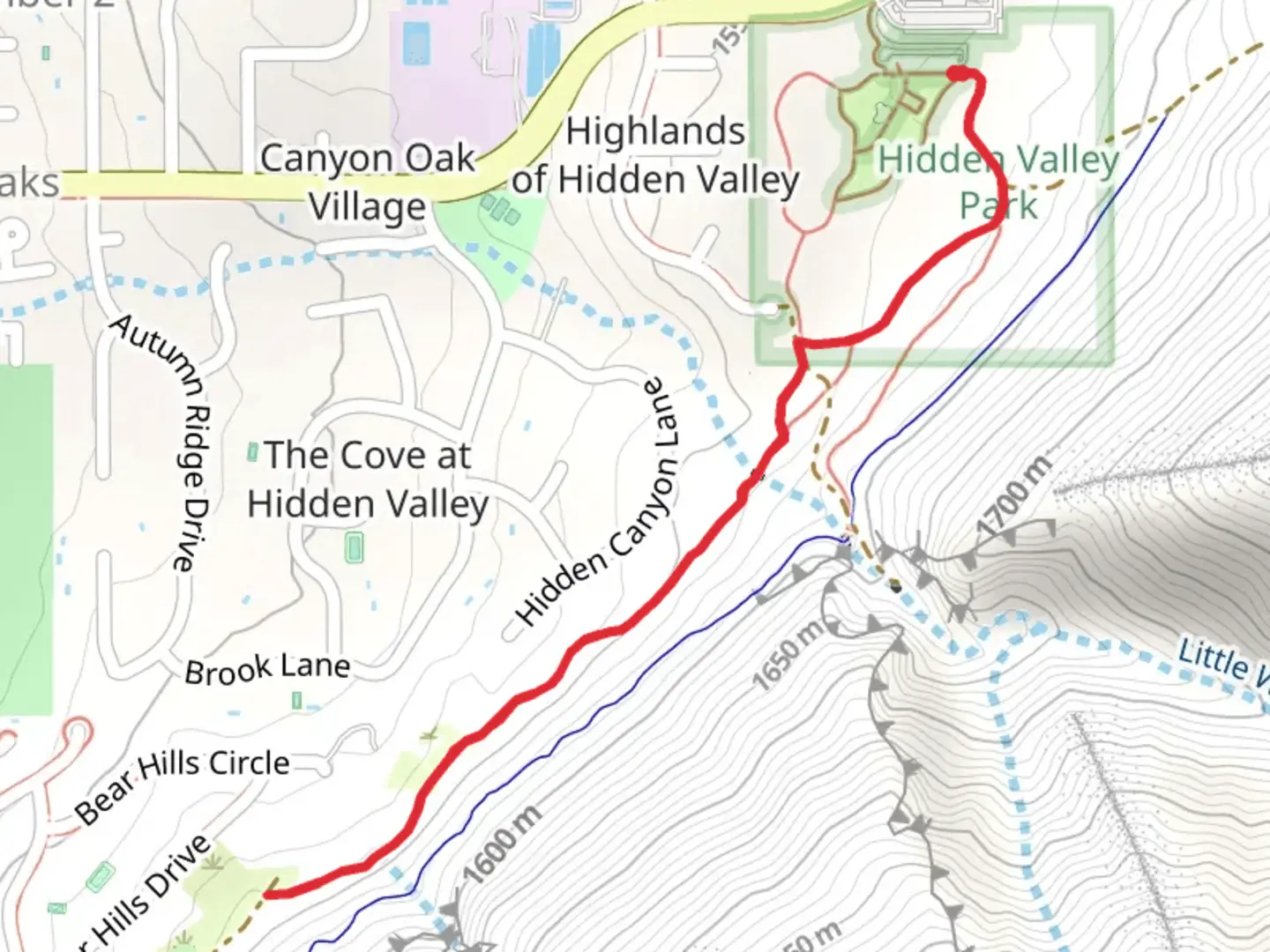 An image depicting the trail Hidden Valley Trail and its surrounding area.