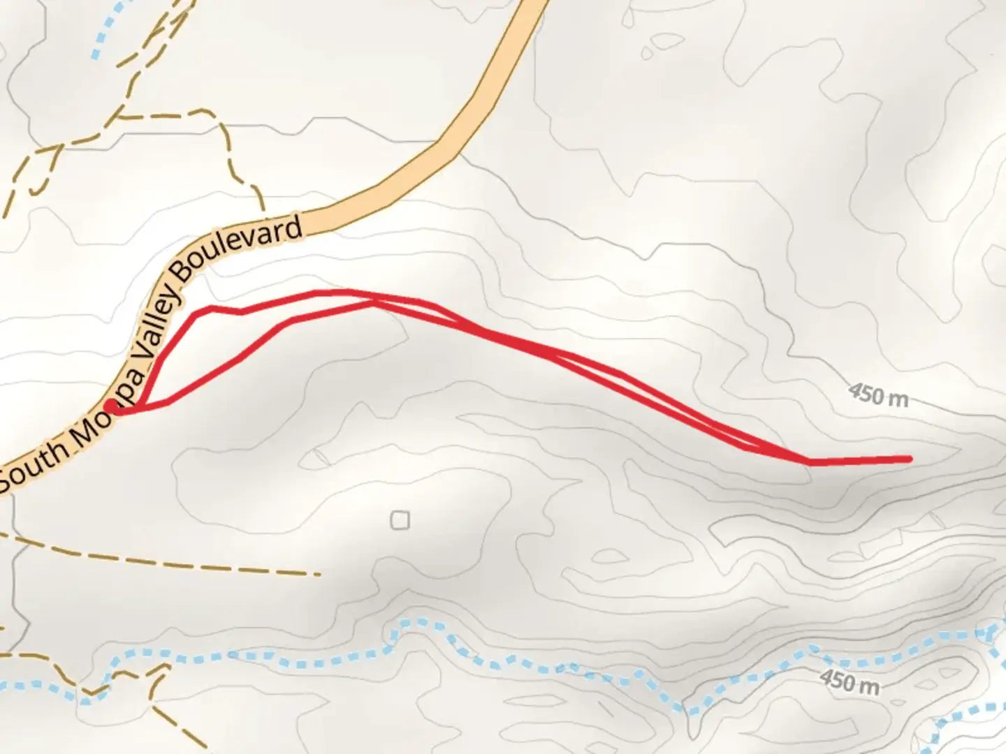 An image depicting the trail Snowbird Mesa and Sand Mine Road and its surrounding area.