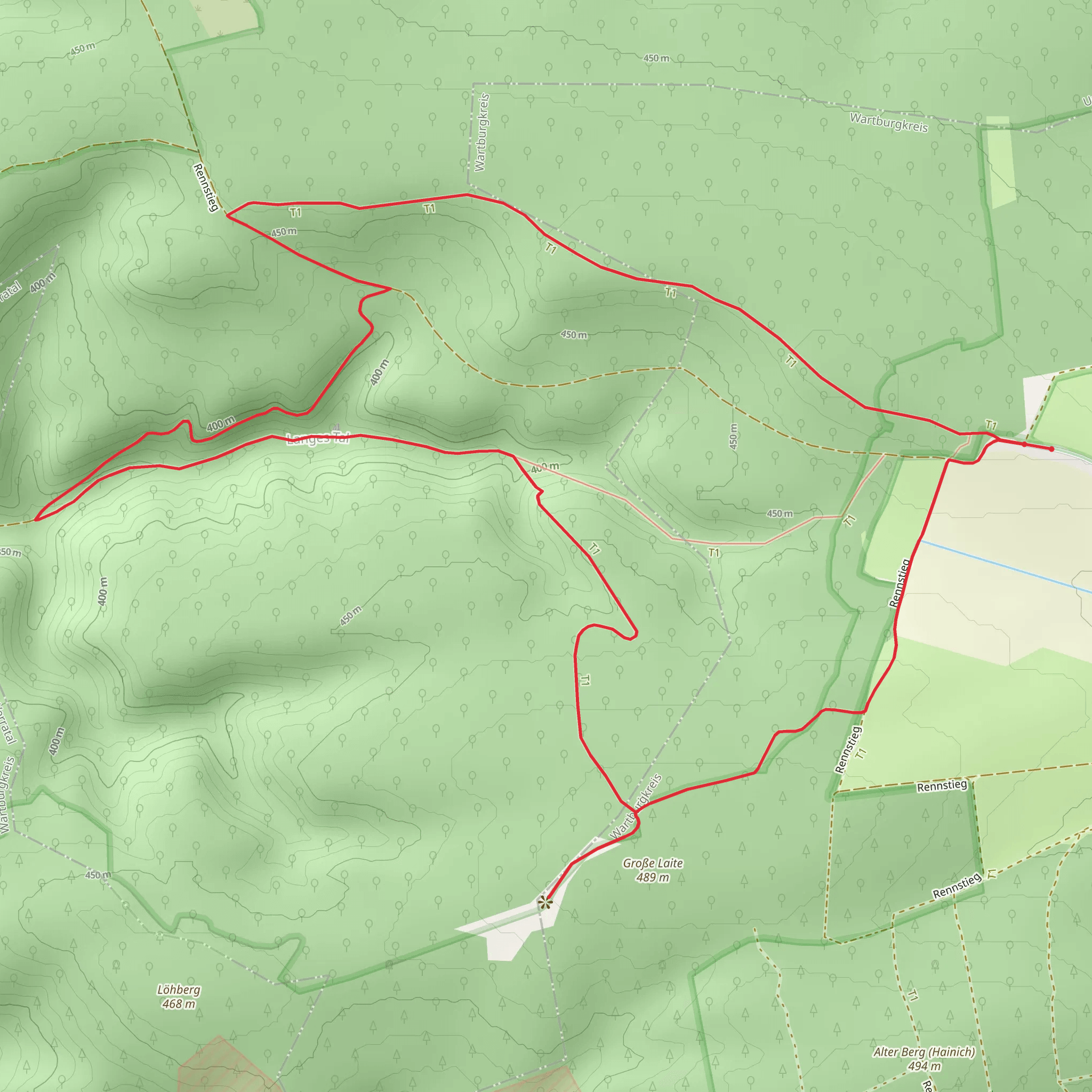Wartburgblick via Welterbepfad and Craulaer Kreuz mobile static map