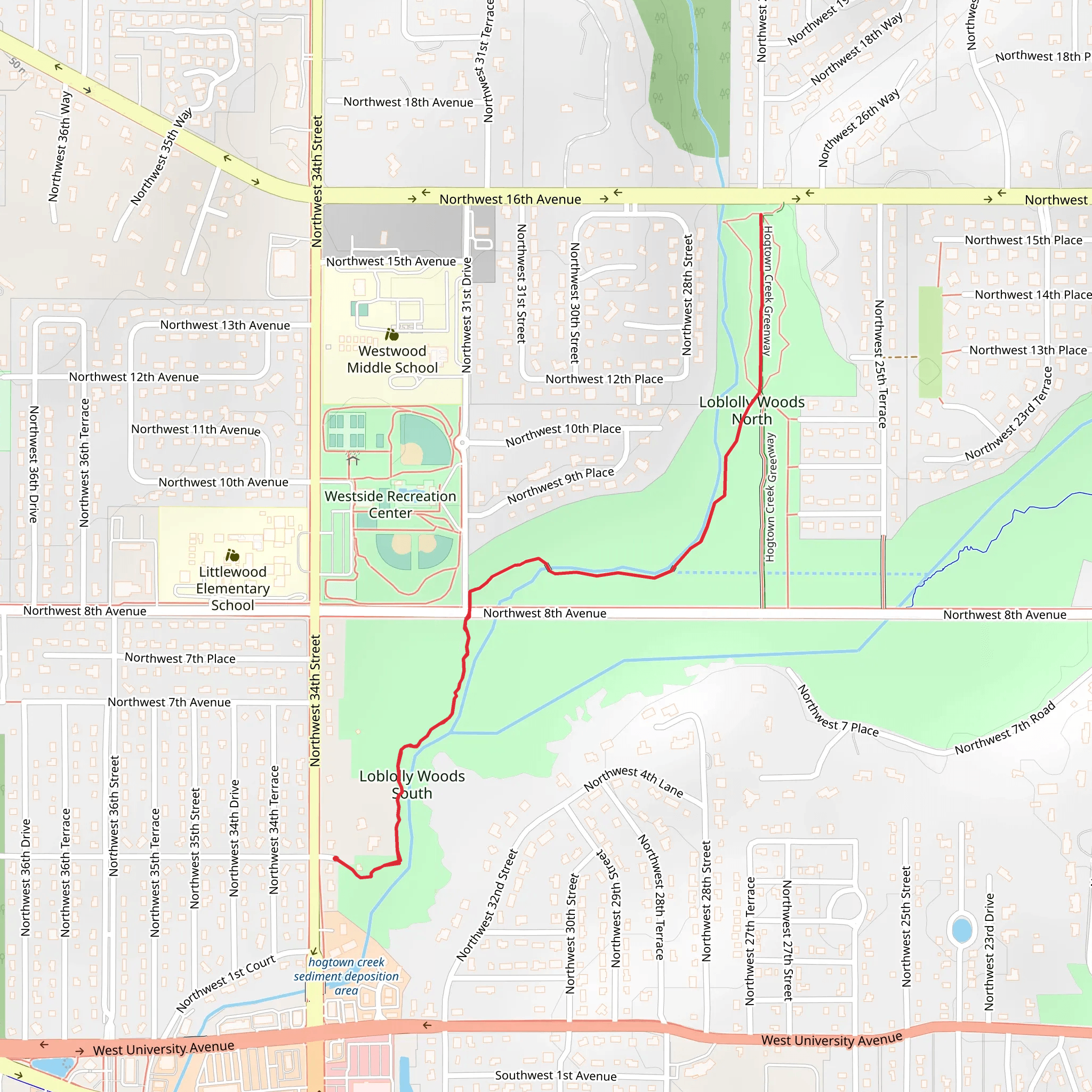 Loblolly Woods South and Hogtown Creek Greenway mobile static map