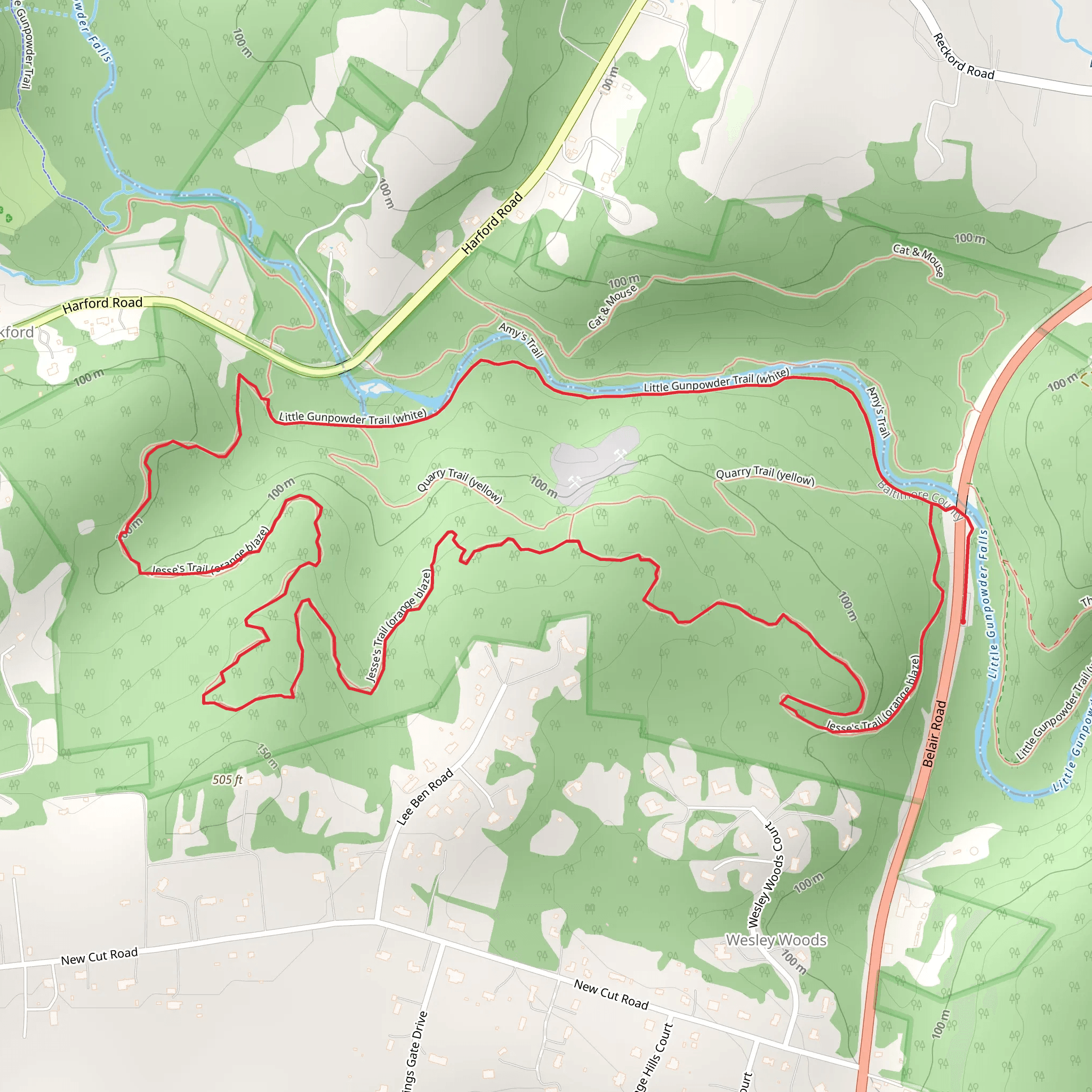 Quarry - Orange - Little Gunpowder Loop Trail mobile static map