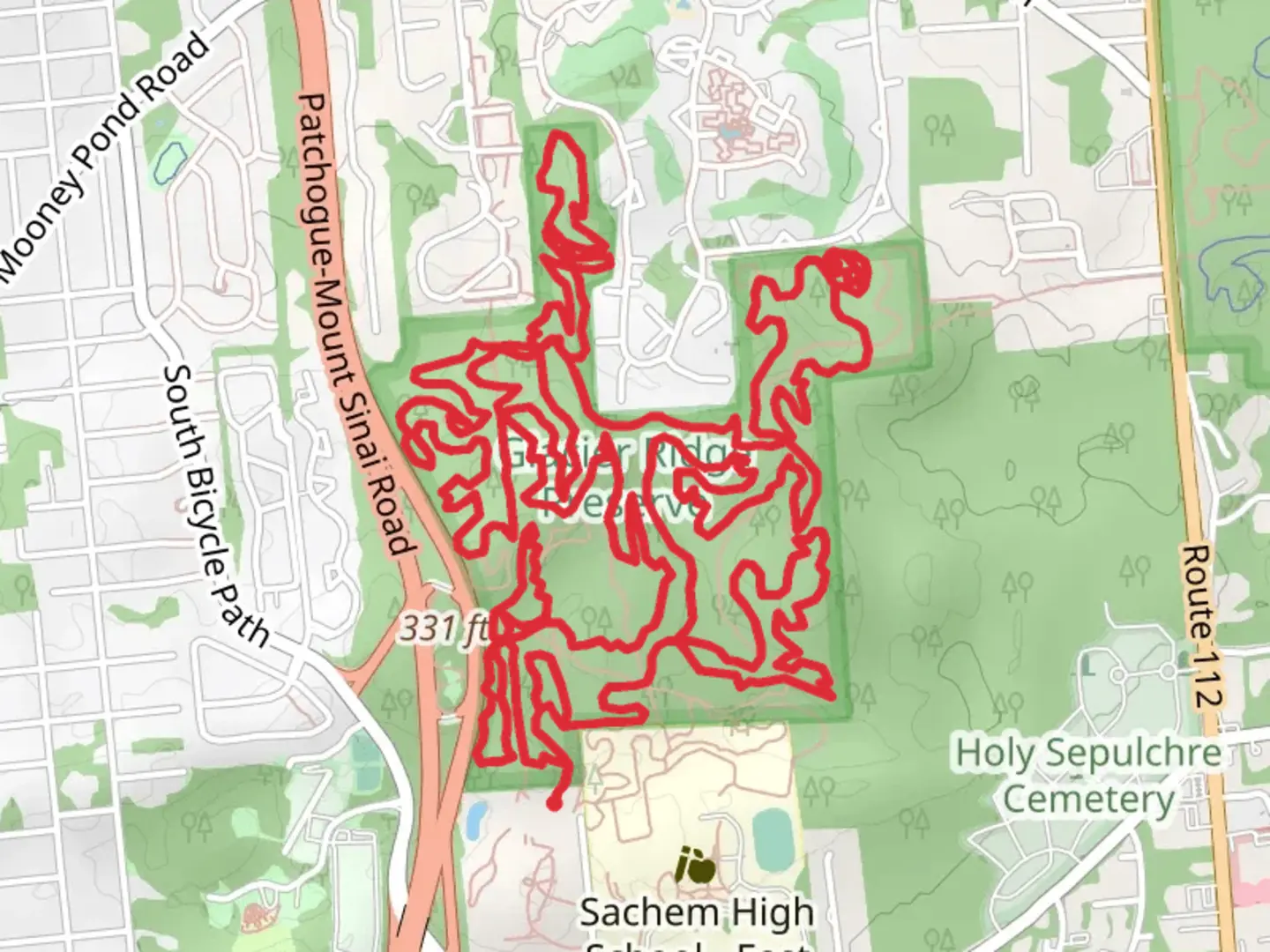 An image depicting the trail Brookhaven Town Hall Loop - North and its surrounding area.