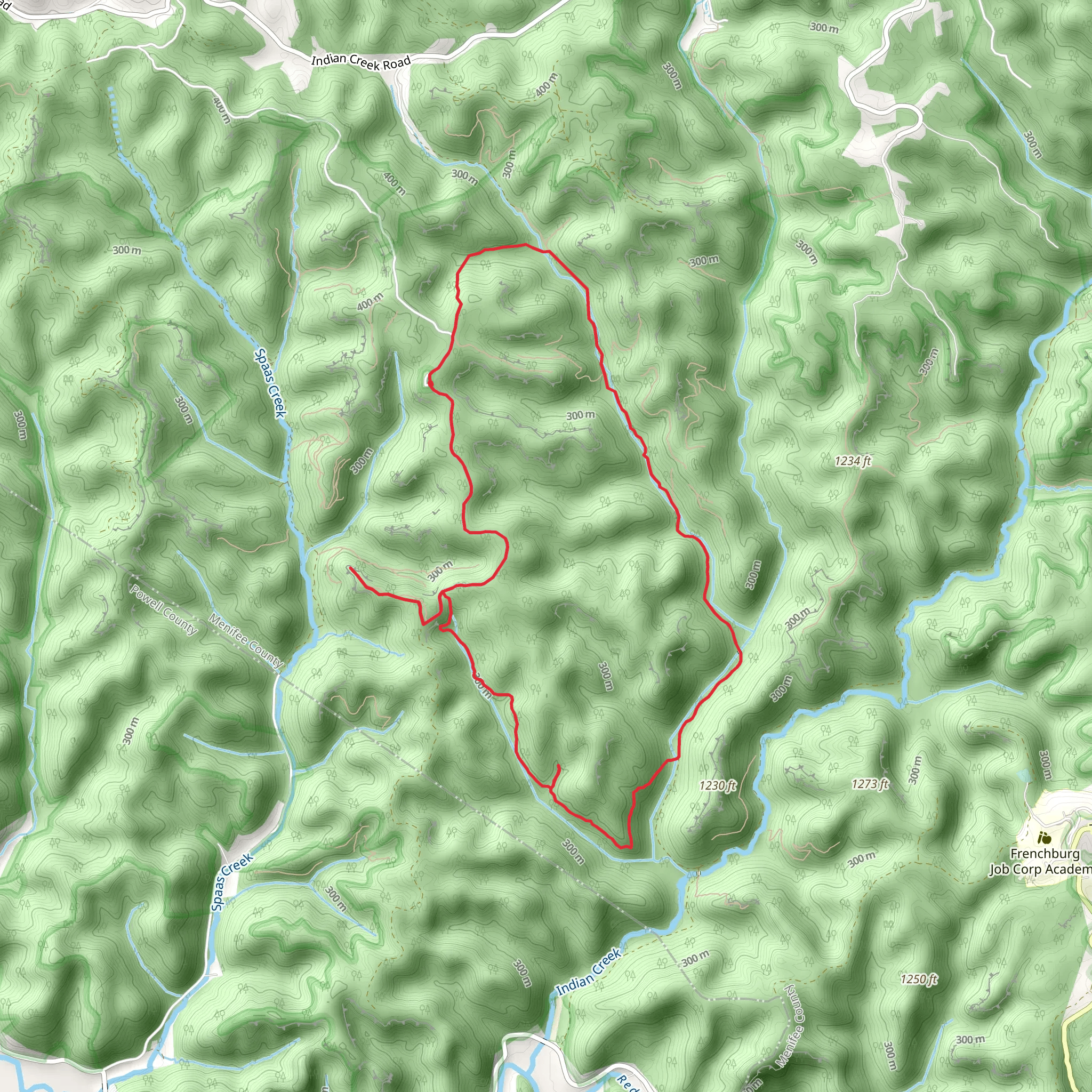 Hatton Hollow, Leatherwood Fork and Powder Mill Branch Loop mobile static map