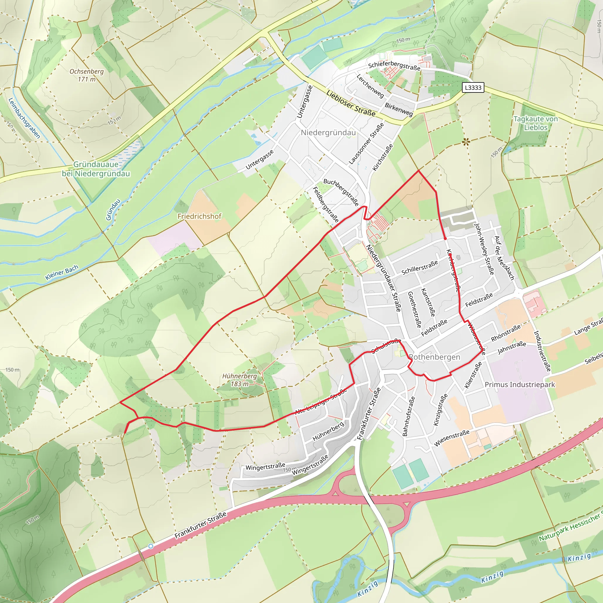 Kulturweg Gruendau-Rothenbergen mobile static map