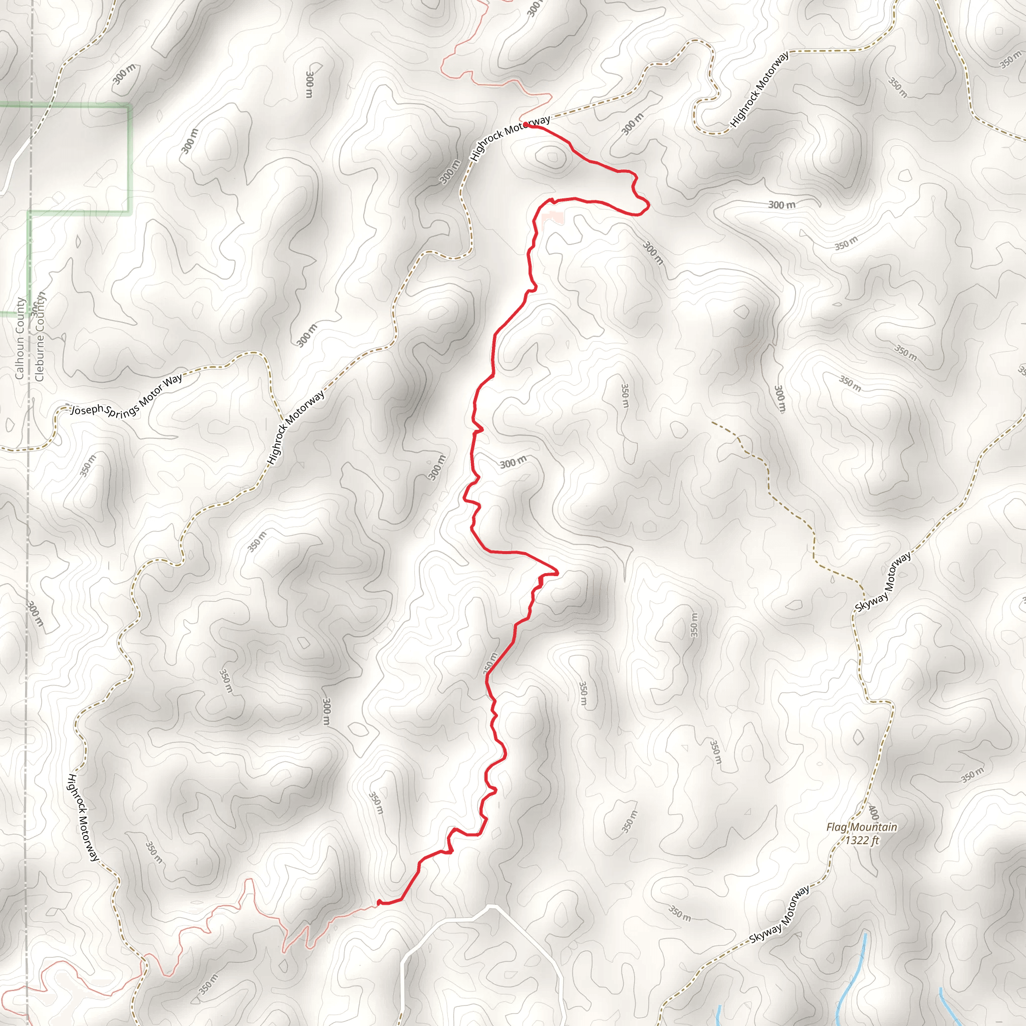 Pinhoti Trail from Highrock Motorway - South mobile static map