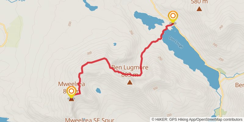 Mweelrea Mountain via Ben Lugmore stage 2 Map