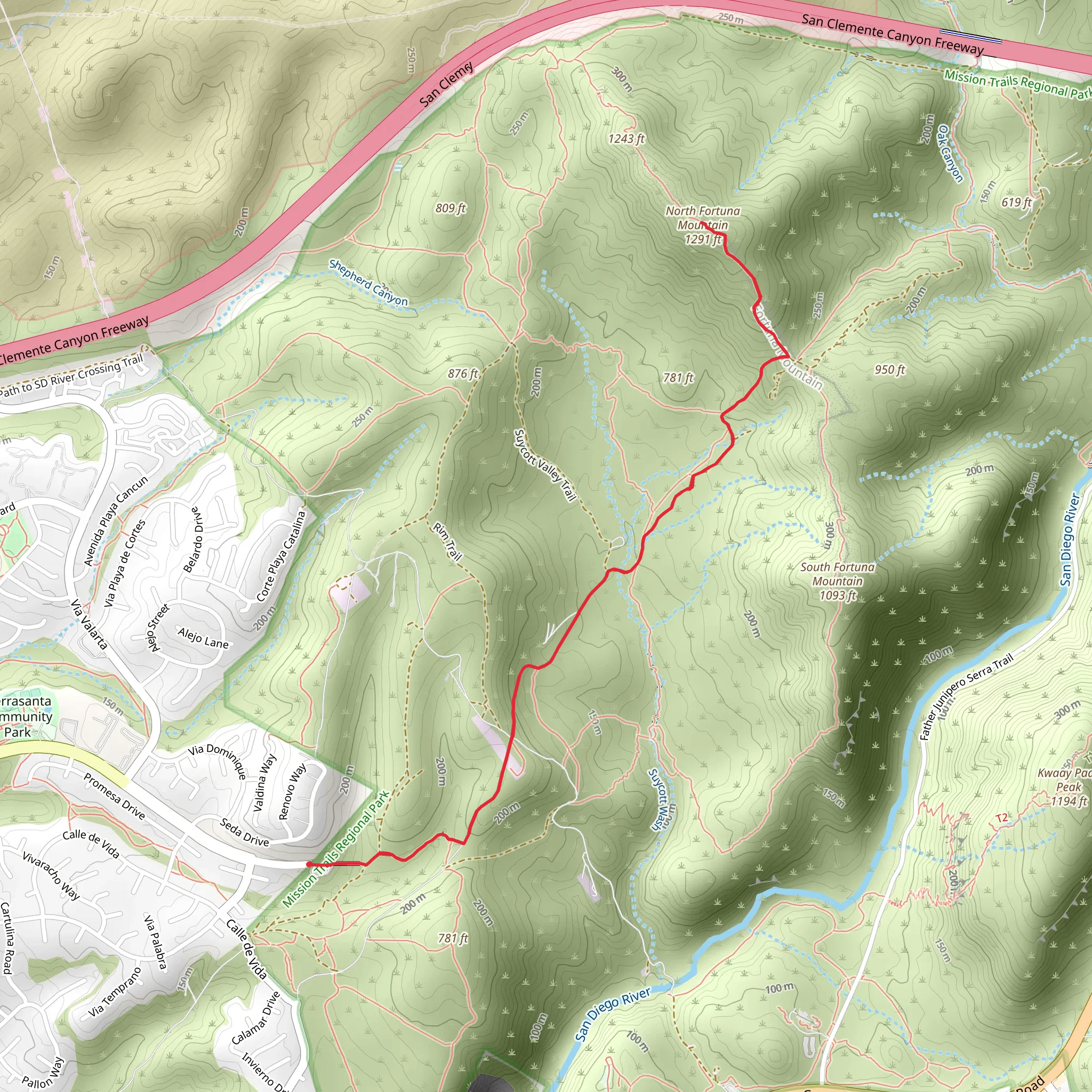 North Fortuna Mountain via Fortuna Saddle Trail mobile static map