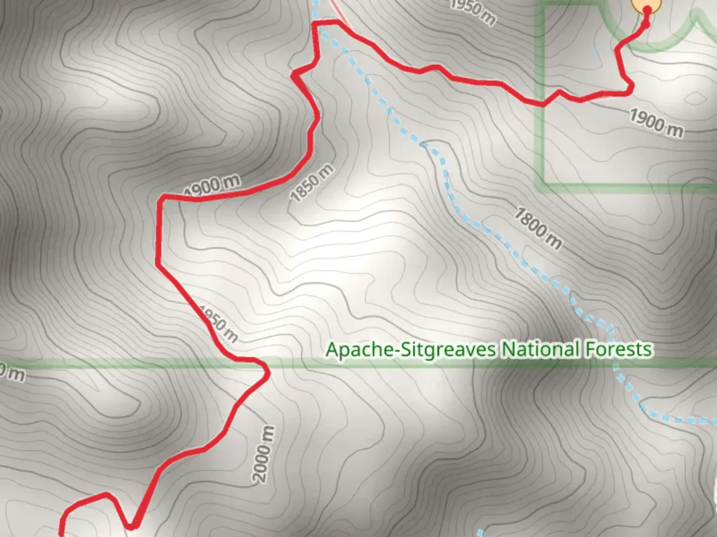 An image depicting the trail Cotton Tank via Painted Bluff and its surrounding area.