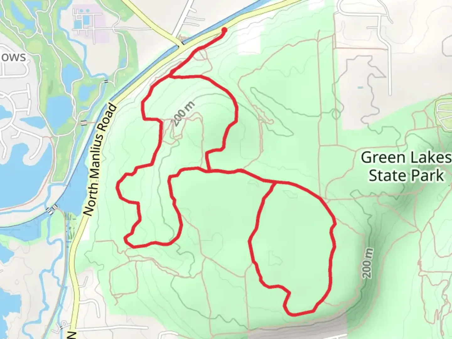 An image depicting the trail Deer Run, Overlook and Farmers Hill Loop Trail and its surrounding area.