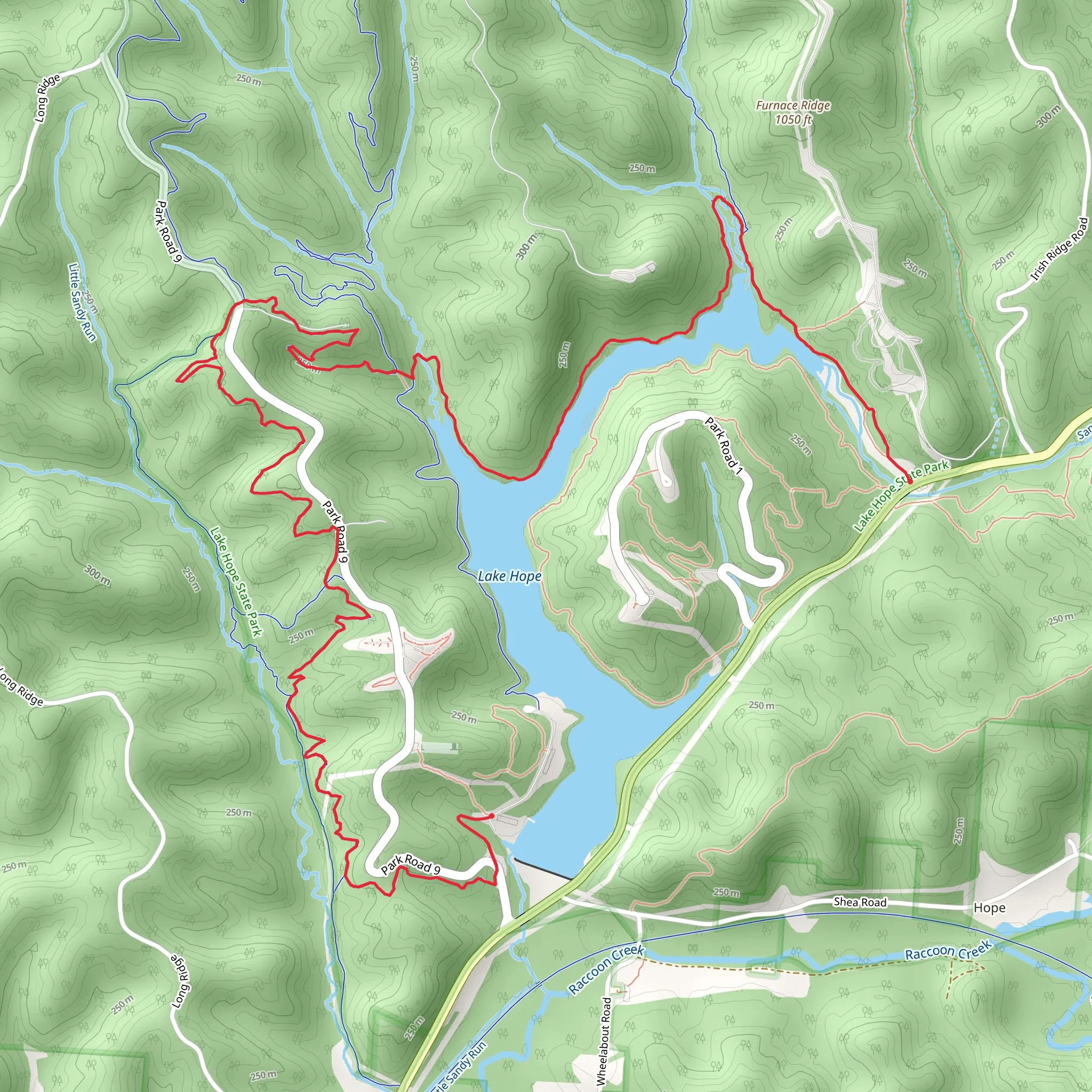 Furnace and Sidewinder Trail - Lake Hope mobile static map