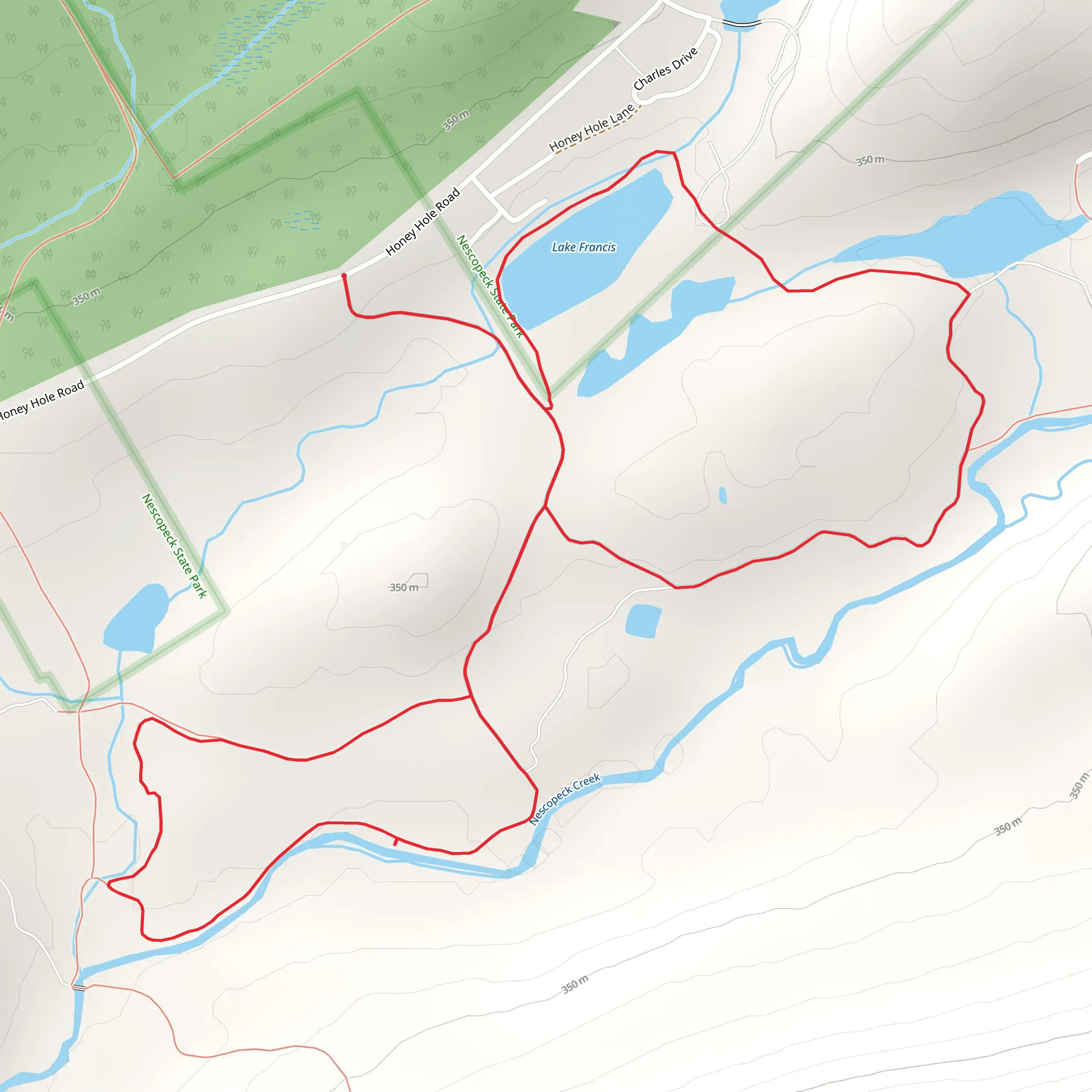 Nescopeck Creek and Lake Francis Loop from Honey Hole Road mobile static map