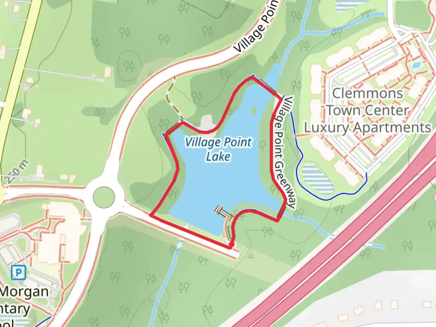 An image depicting the trail Village Point Lake Loop and its surrounding area.