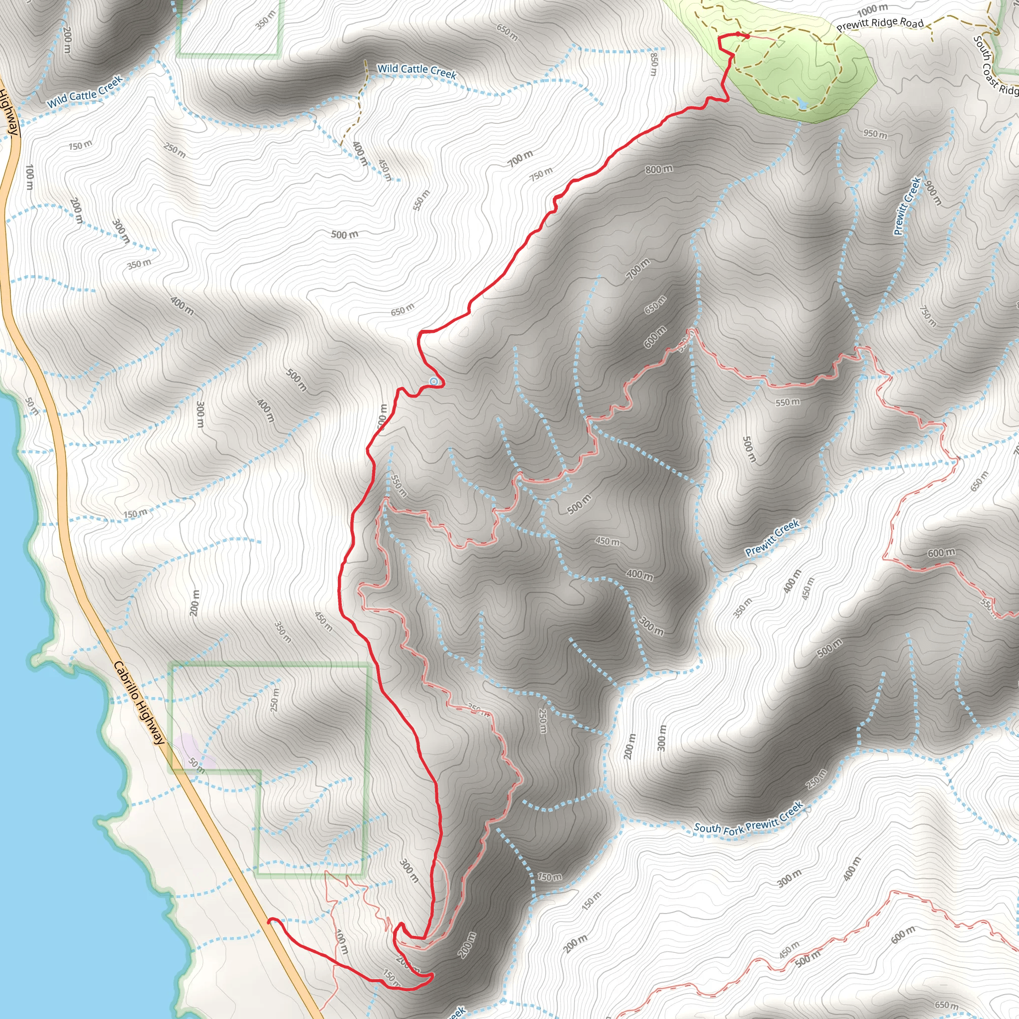Prewitt Ridge Trail via Prewitt Ridge Campground mobile static map