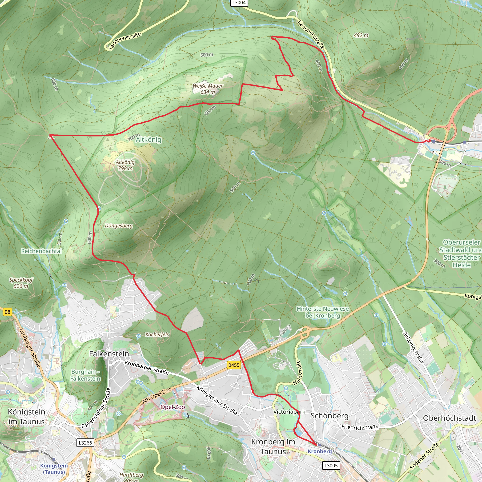 Kronberg to Hohemark via Taunusklub Route mobile static map