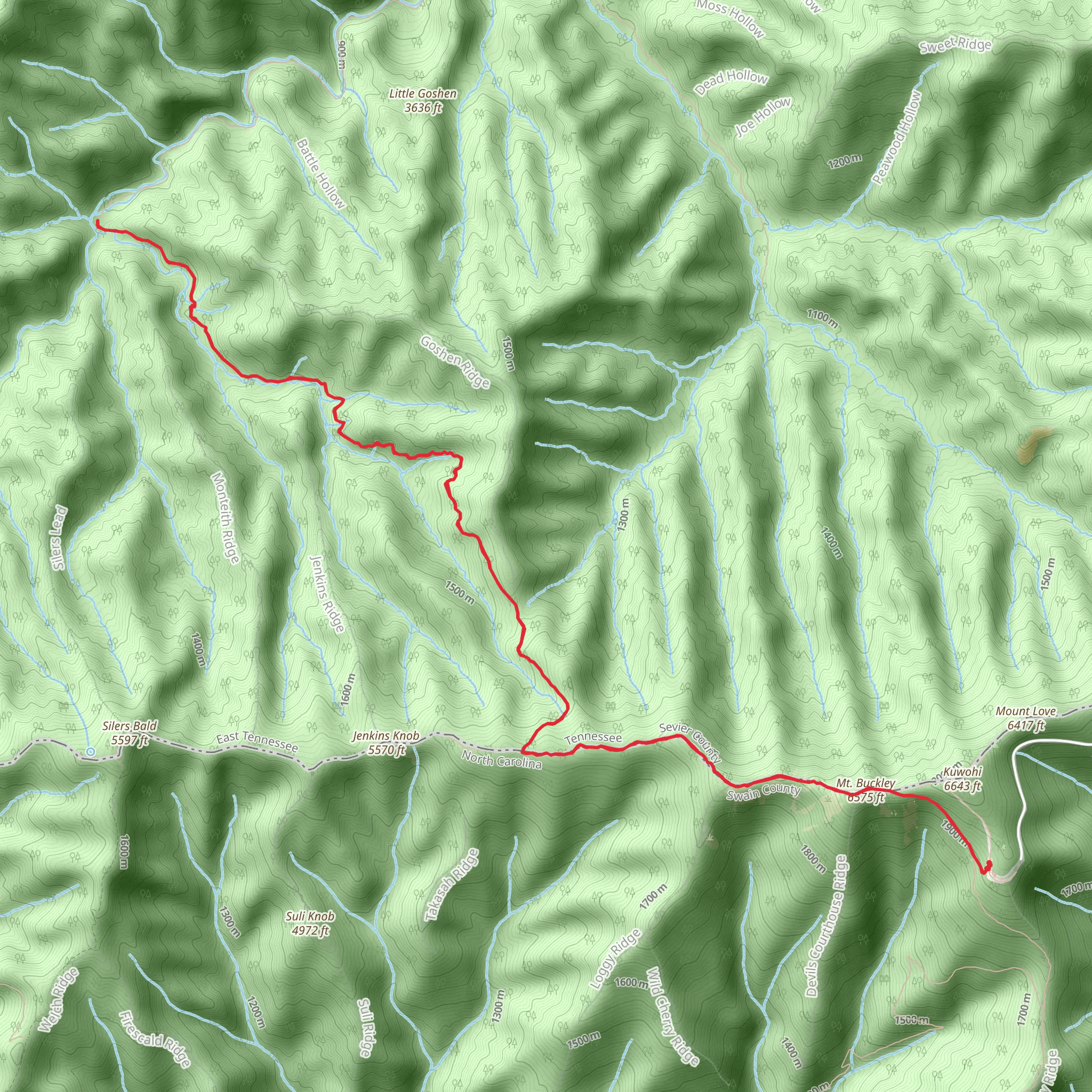 Appalachian Trail and Goshen Prong Trail to Camp Creek mobile static map
