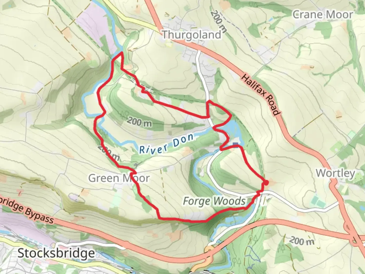An image depicting the trail Huthwaite Common and Tin Mill Rocher Loop and its surrounding area.