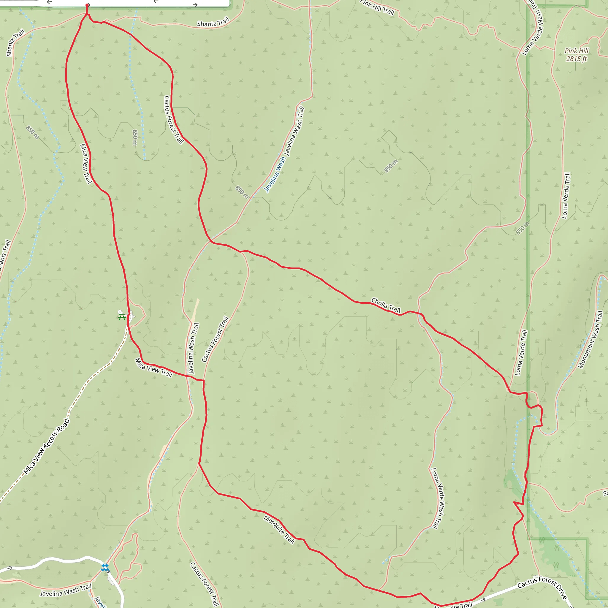 Mica View and Cactus Forest Loop Trail mobile static map