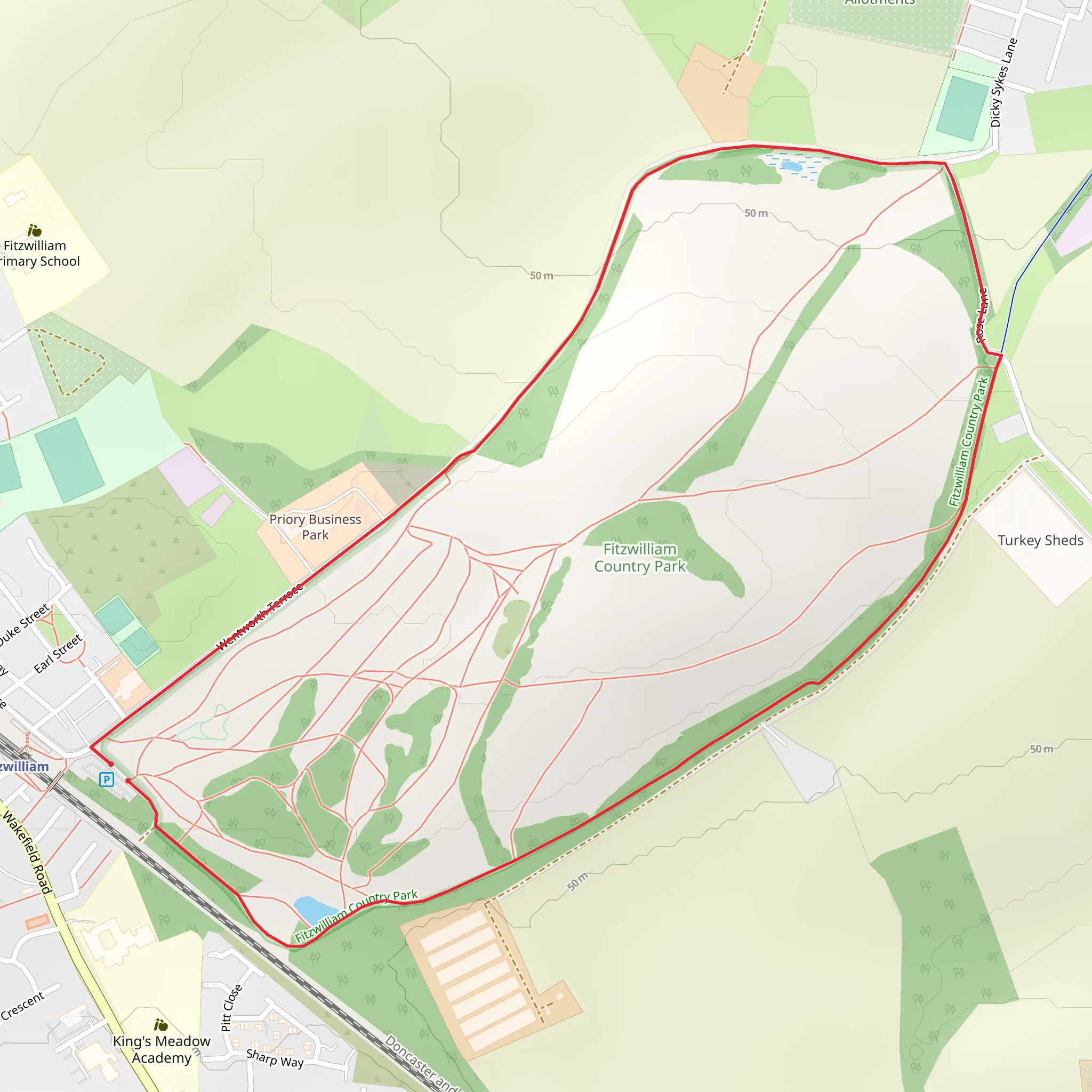 Fitzwilliam Country Park Loop mobile static map