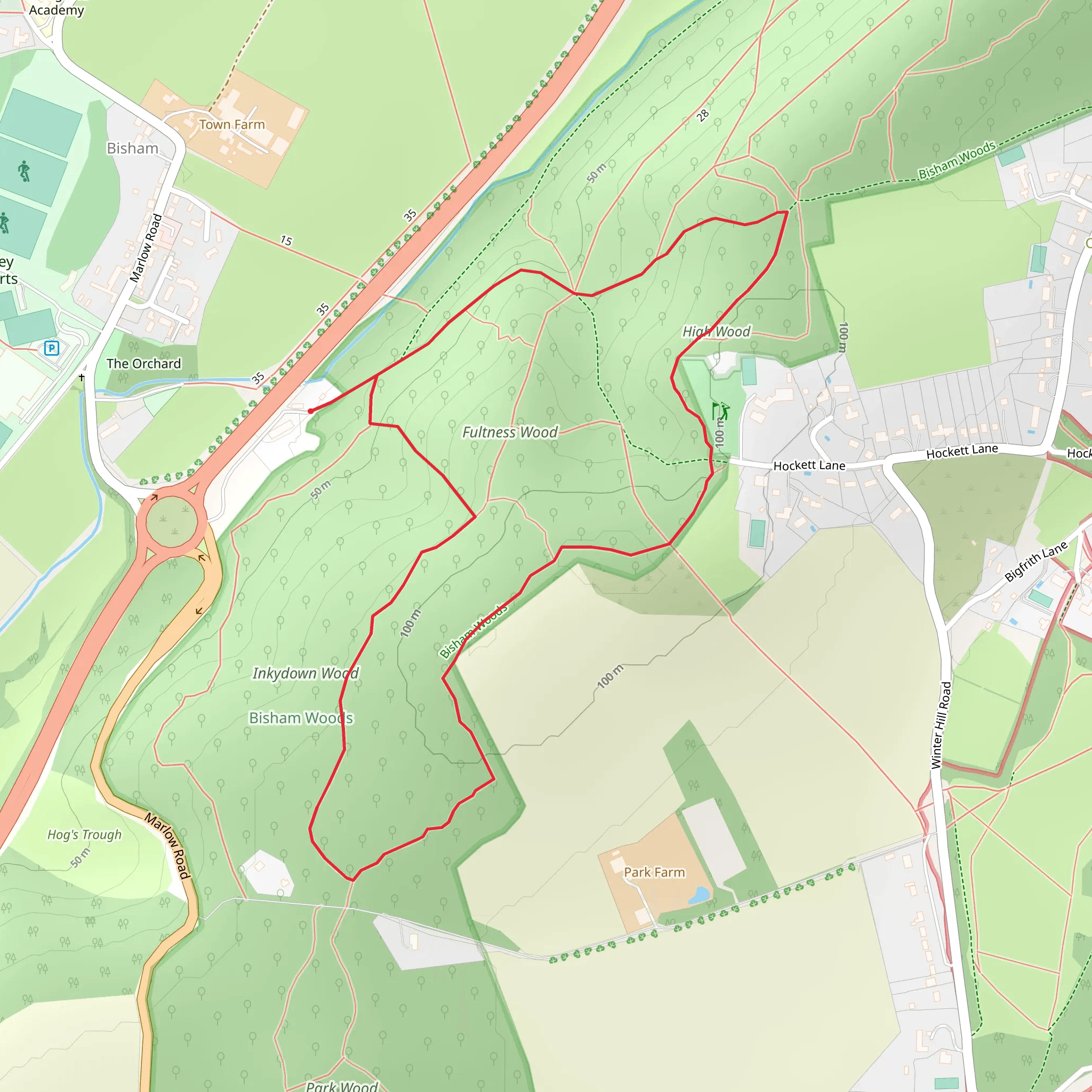 Bisham Woods Loop mobile static map