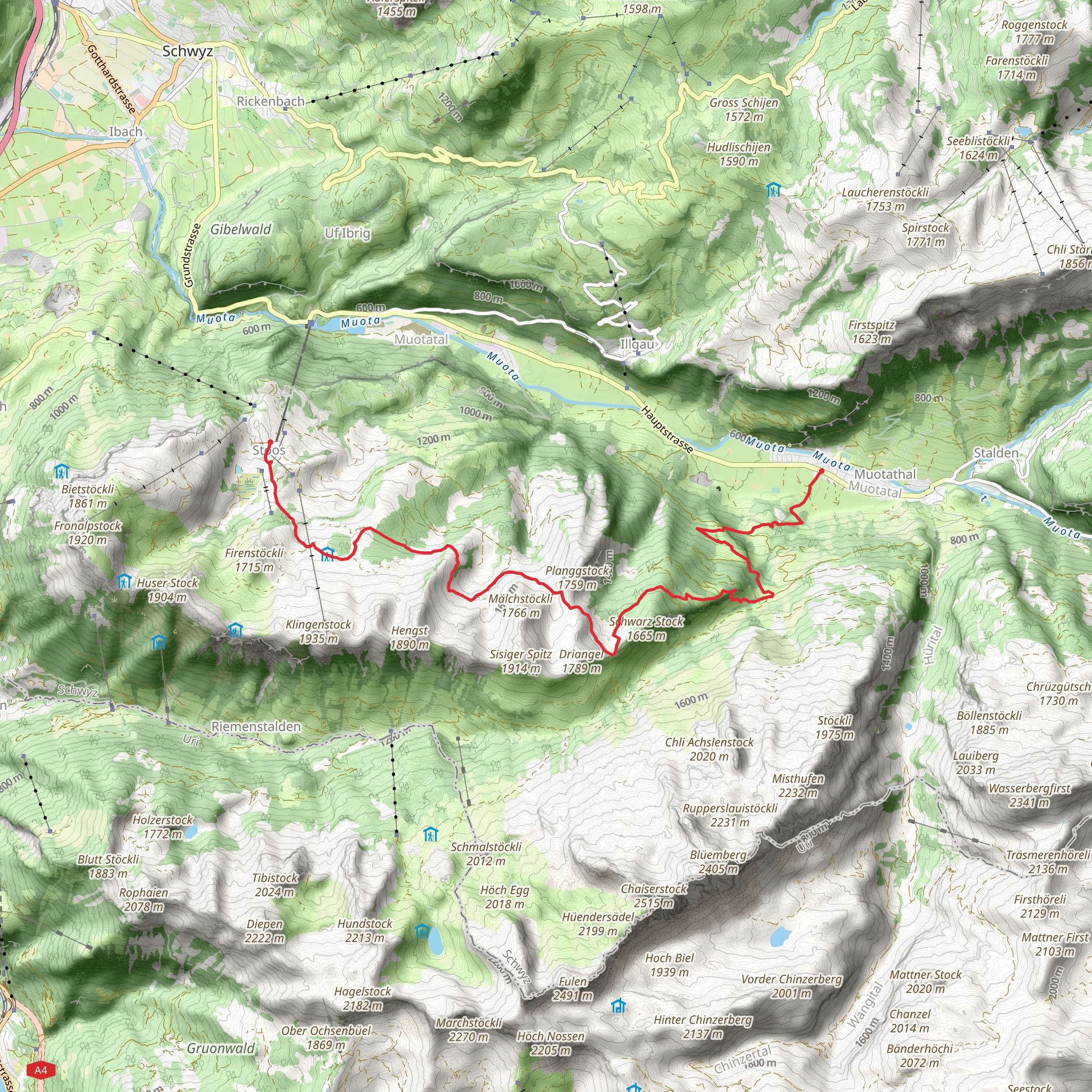 From Stoos to Muotatal mobile static map