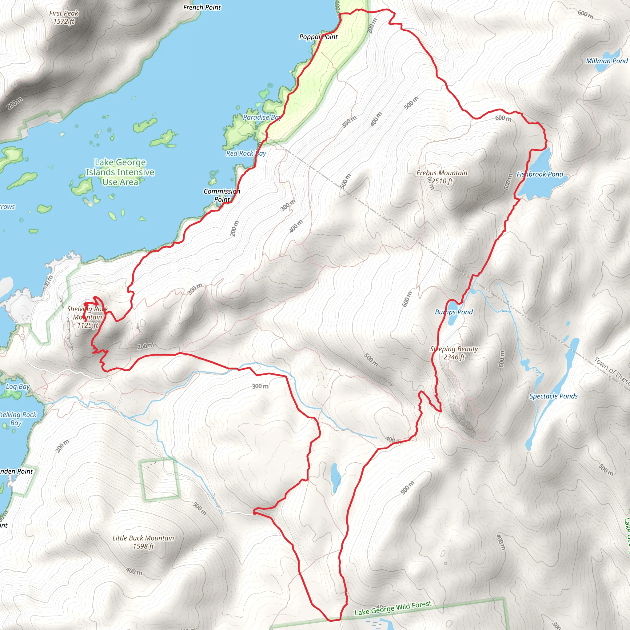Shelving Rock Mountain and Bump Pond Loop mobile static map