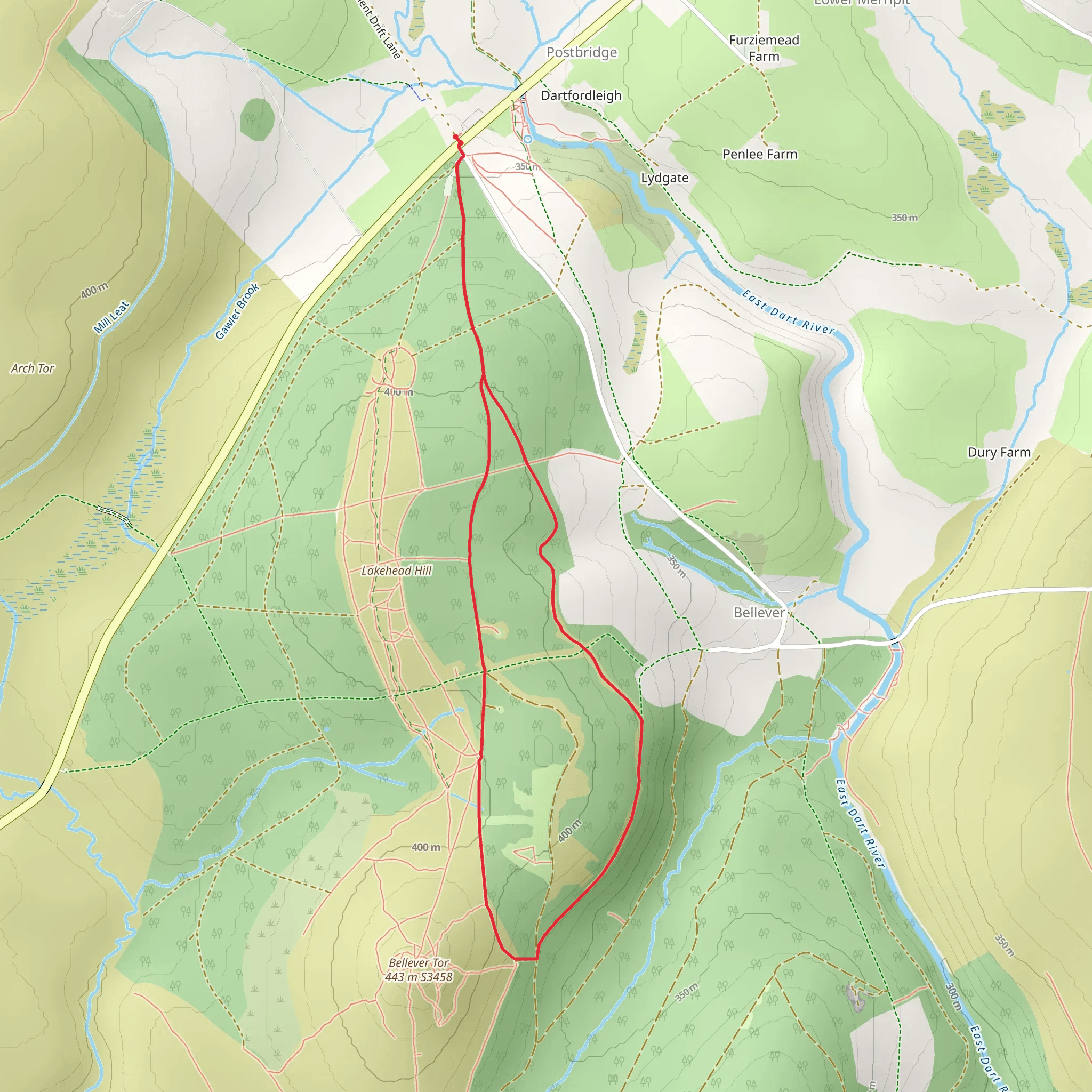 Postbridge Trail mobile static map