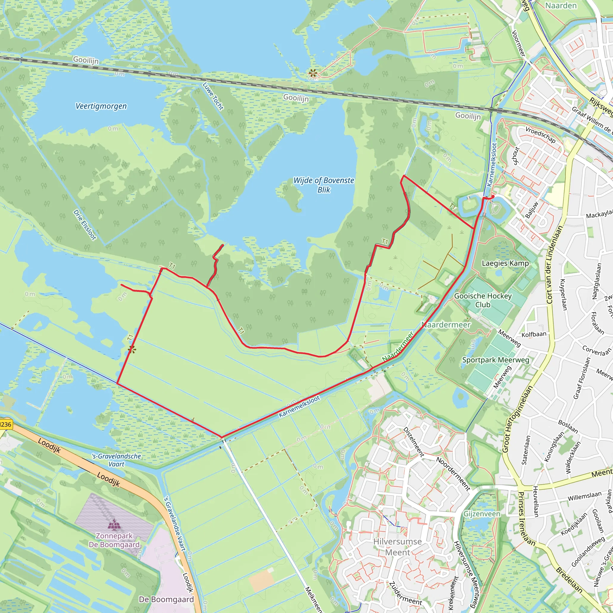 Naardermeer, Bovenmeent - Vogelkijkscherm and Wijde of Bovenste Blik Loop mobile static map
