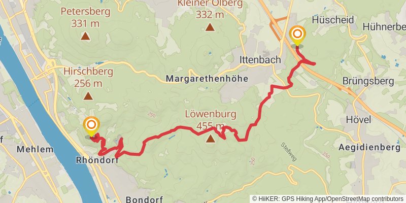 Bergischer Weg stage 15 Map