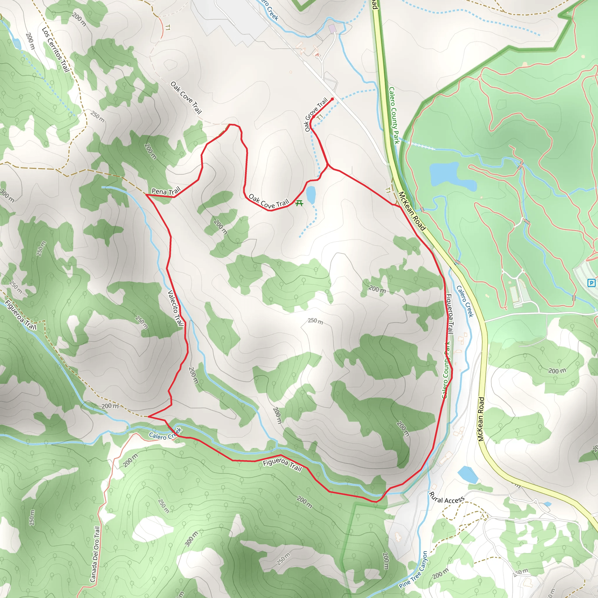 Oak Cove Trail, Figueroa Trail and Pena Trail Loop mobile static map