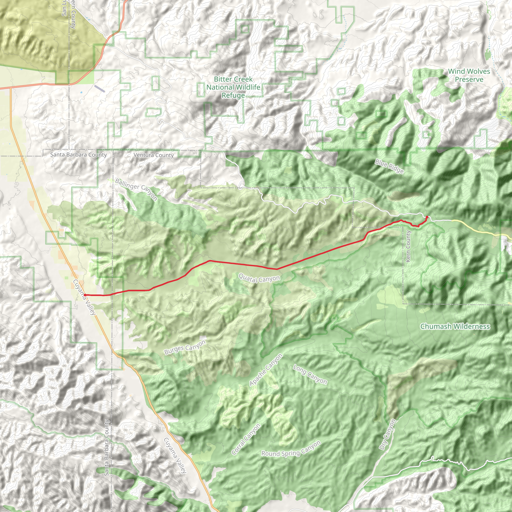 Quatal Canyon Road mobile static map