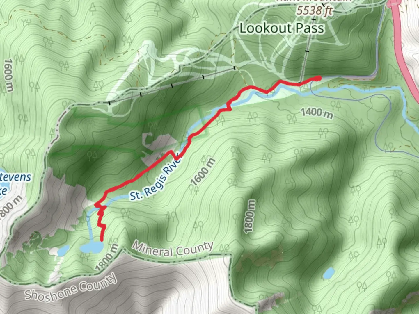 An image depicting the trail Saint Regis Lakes Trail and its surrounding area.