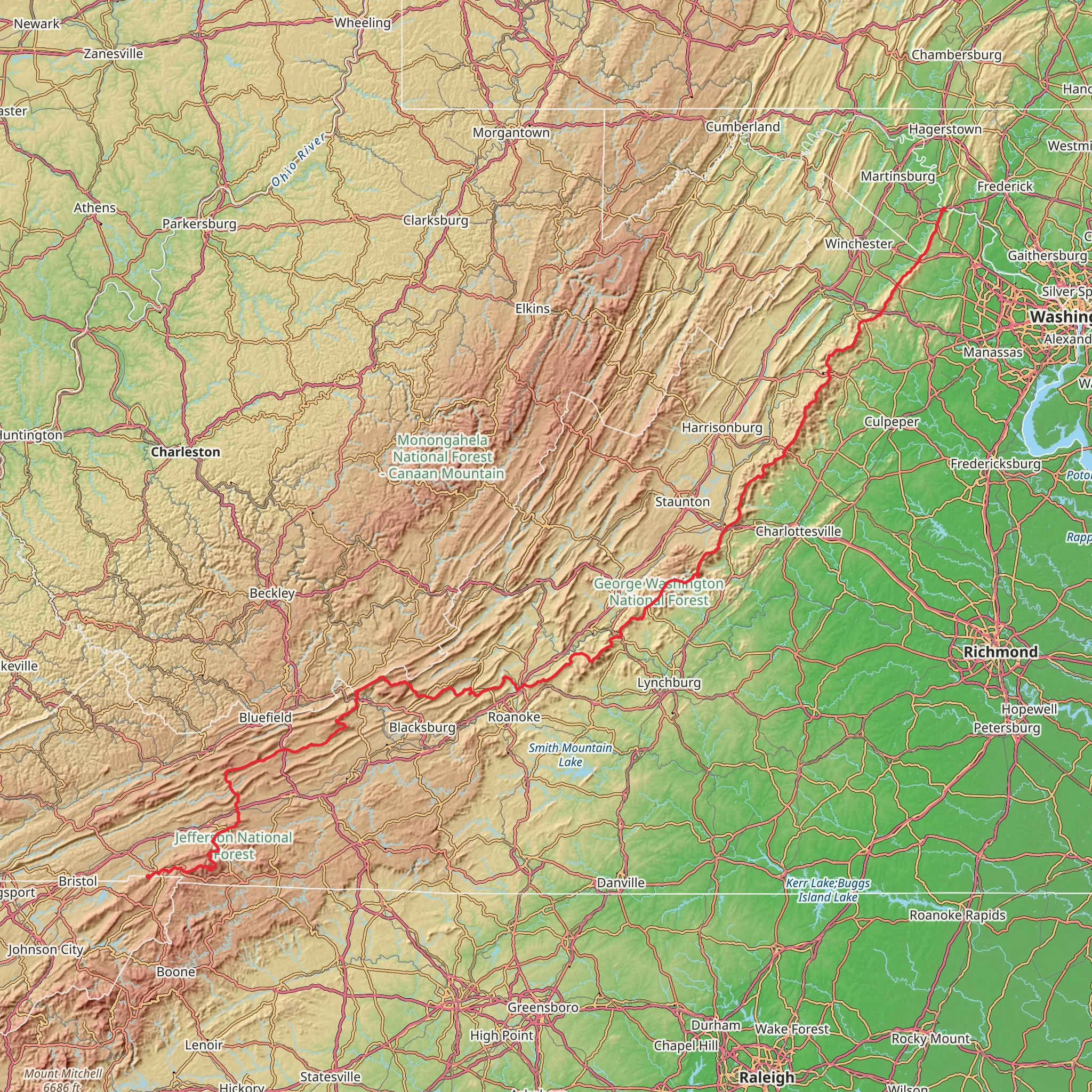 Appalachian Trail - Virginia mobile static map