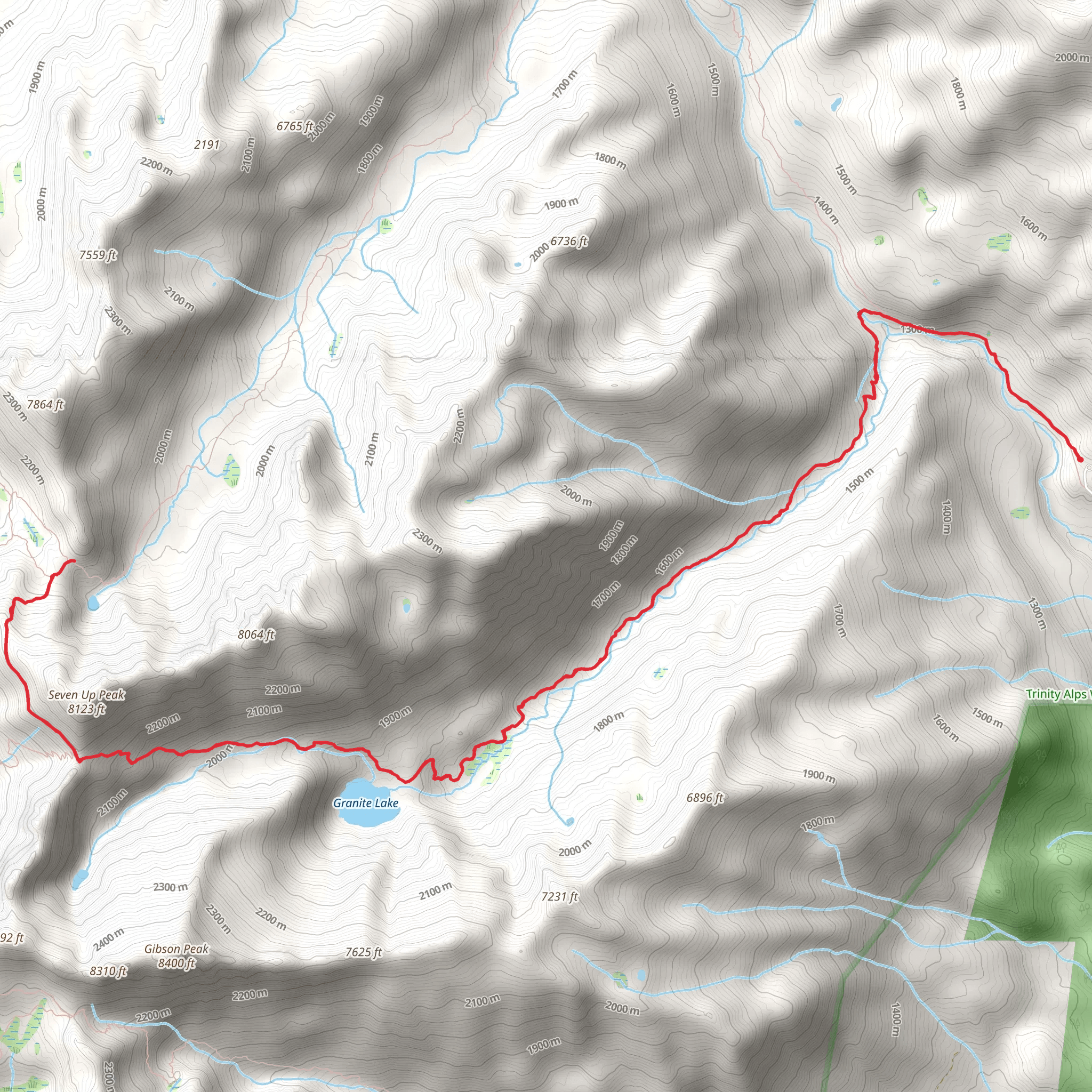 Seven Up Peak via Granite Lake Trail mobile static map