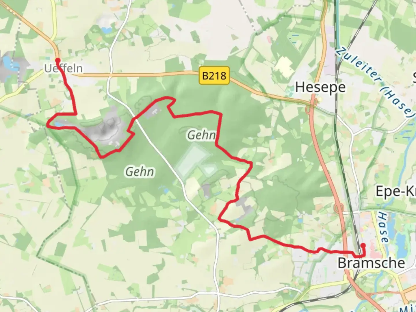 An image depicting the trail Bramsche to Ueffeln - Balkum Walk and its surrounding area.