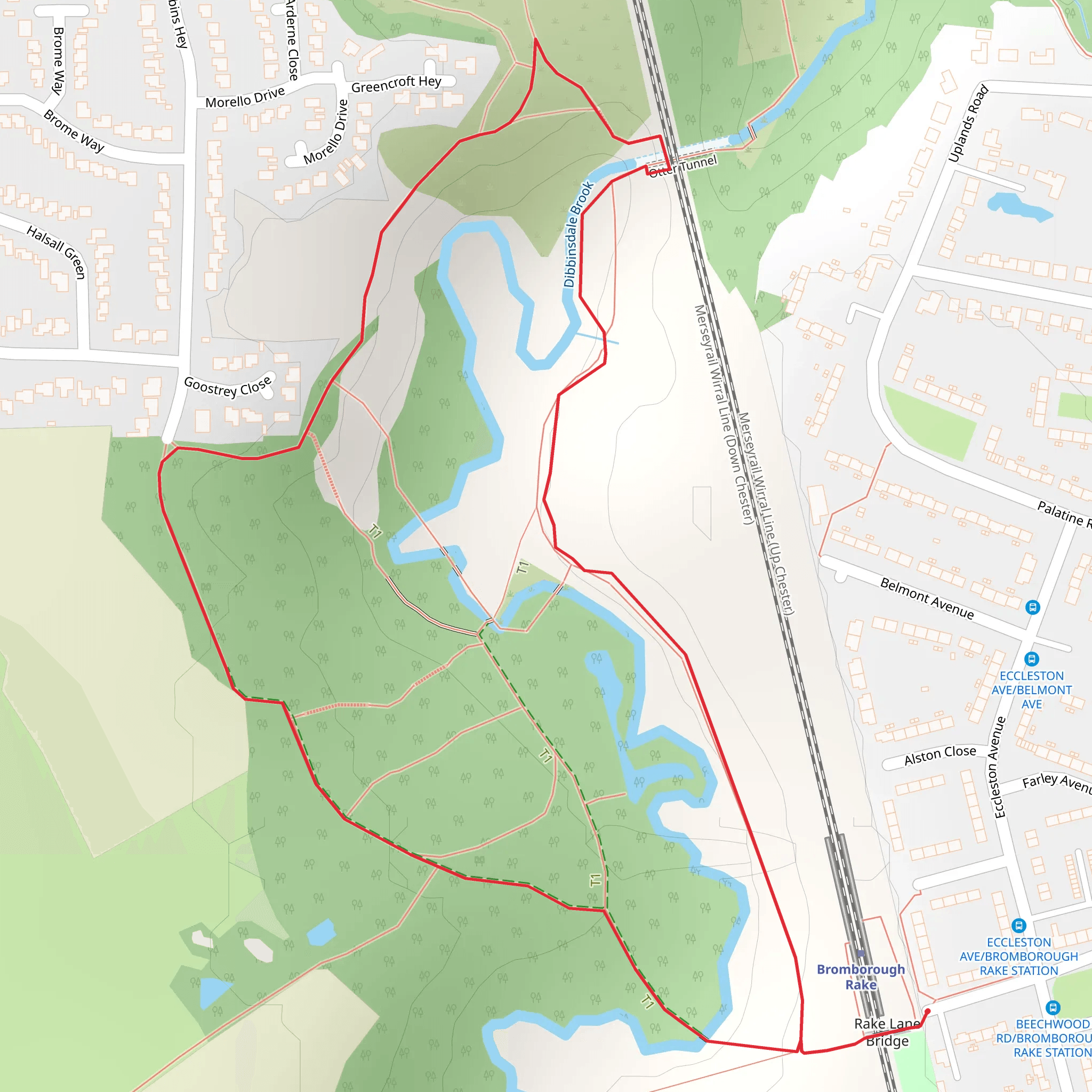 Brotherton Park and Dibbinsdale Nature Reserve Loop mobile static map