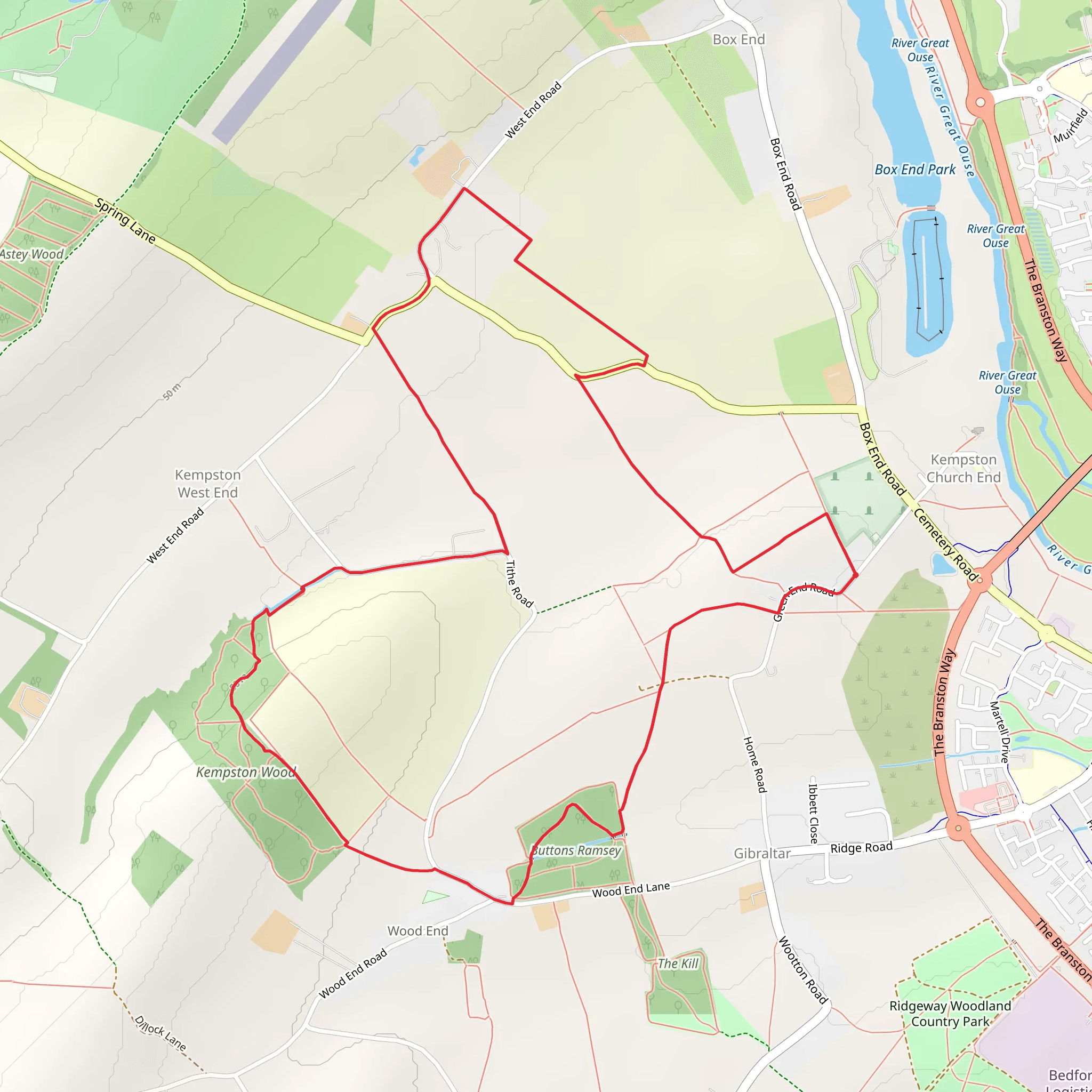 Kempton Wood Park Loop mobile static map