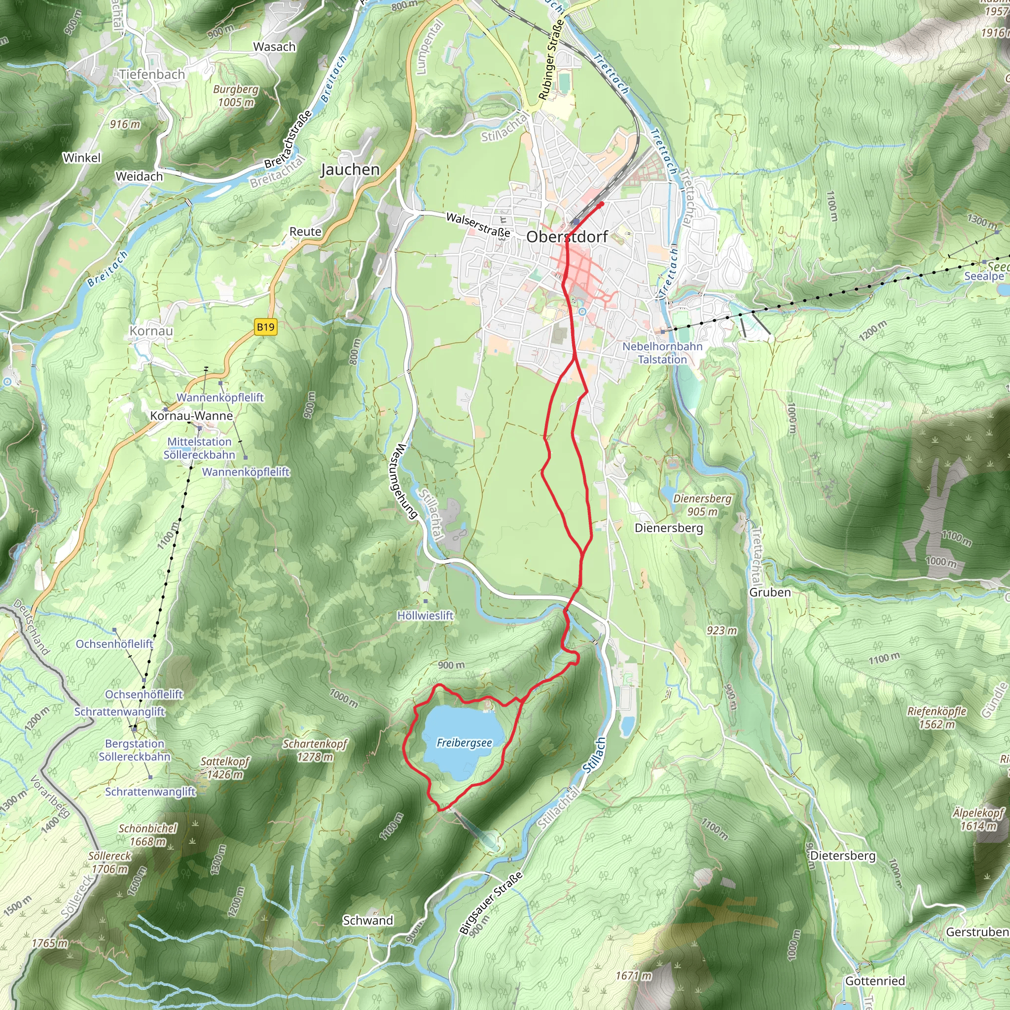 Freibergsee Loop via Oberstdorf mobile static map