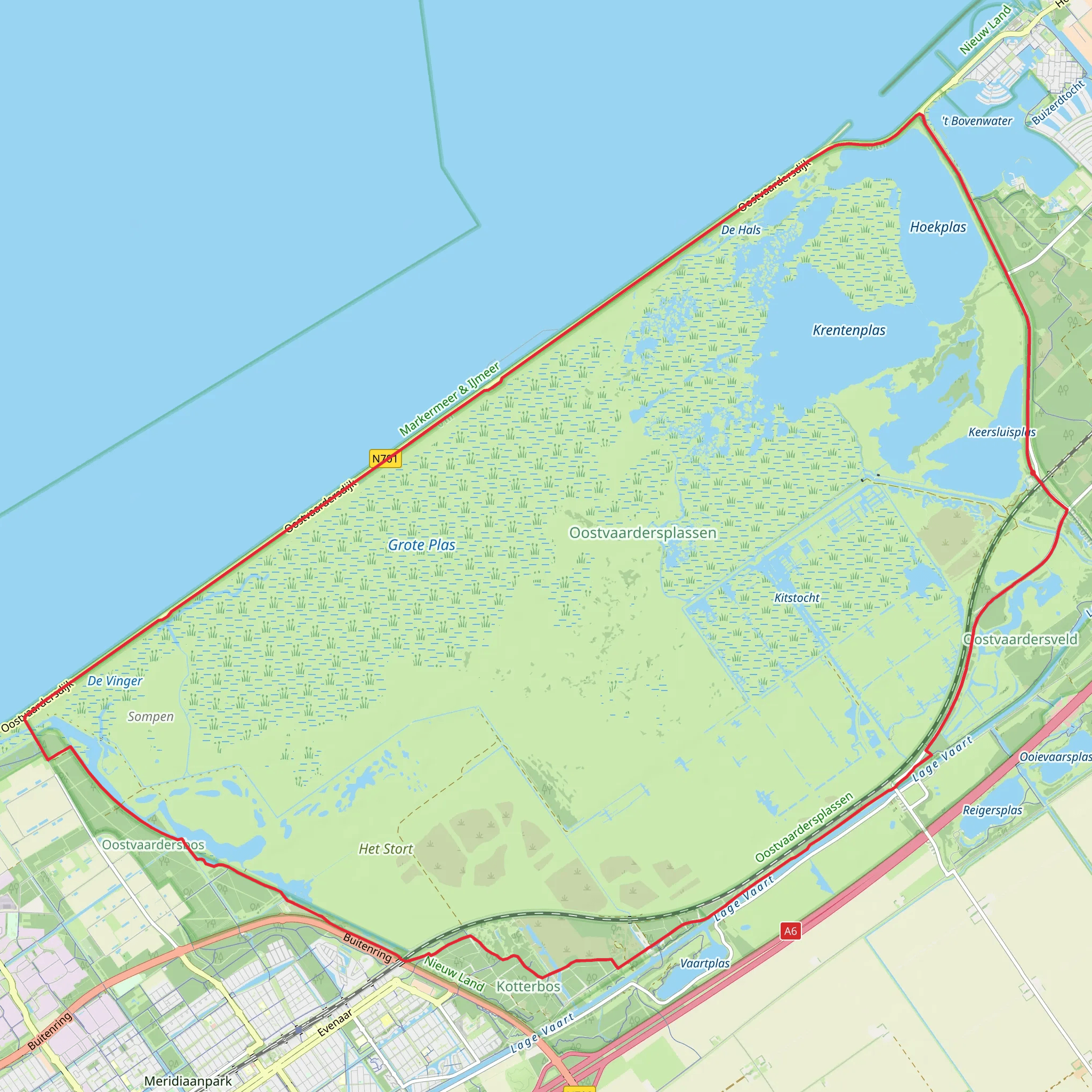 Oostvaardersplassen and Krentenplas Loop mobile static map