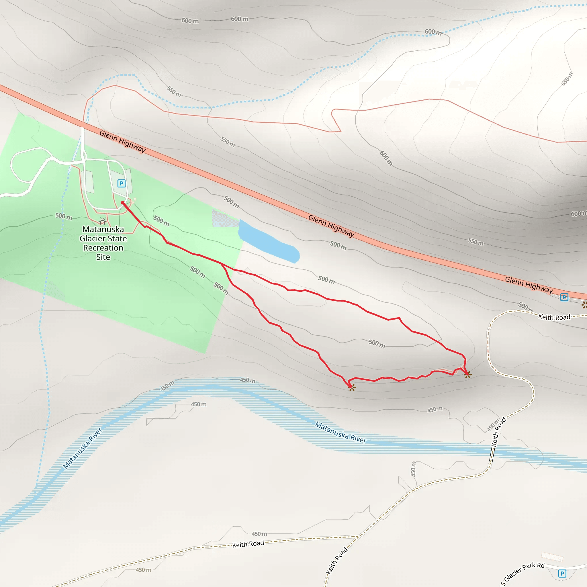 Matanuska Glacier State Recreation Site Loop mobile static map
