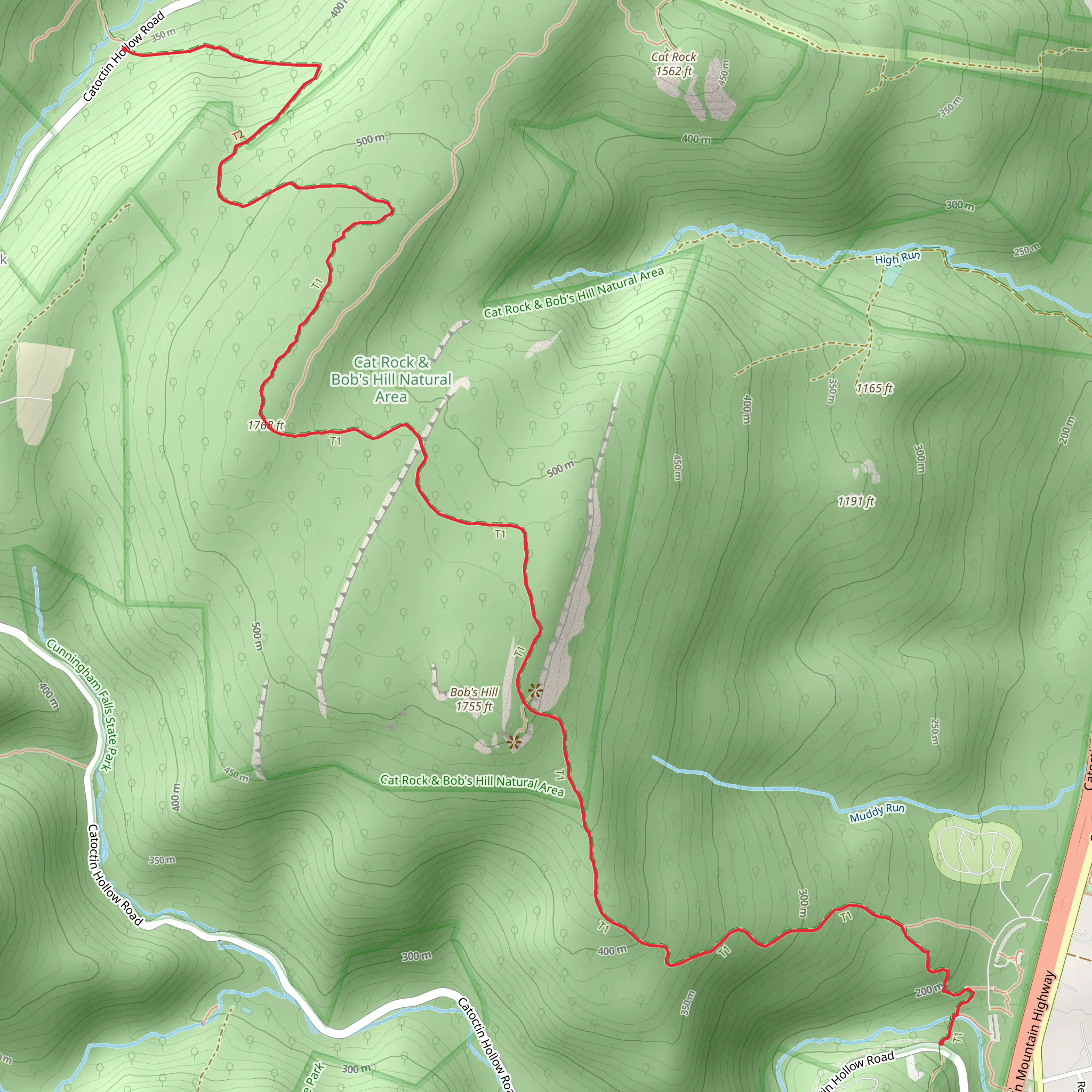 Catoctin Hollow and Bob's Hill Trail mobile static map